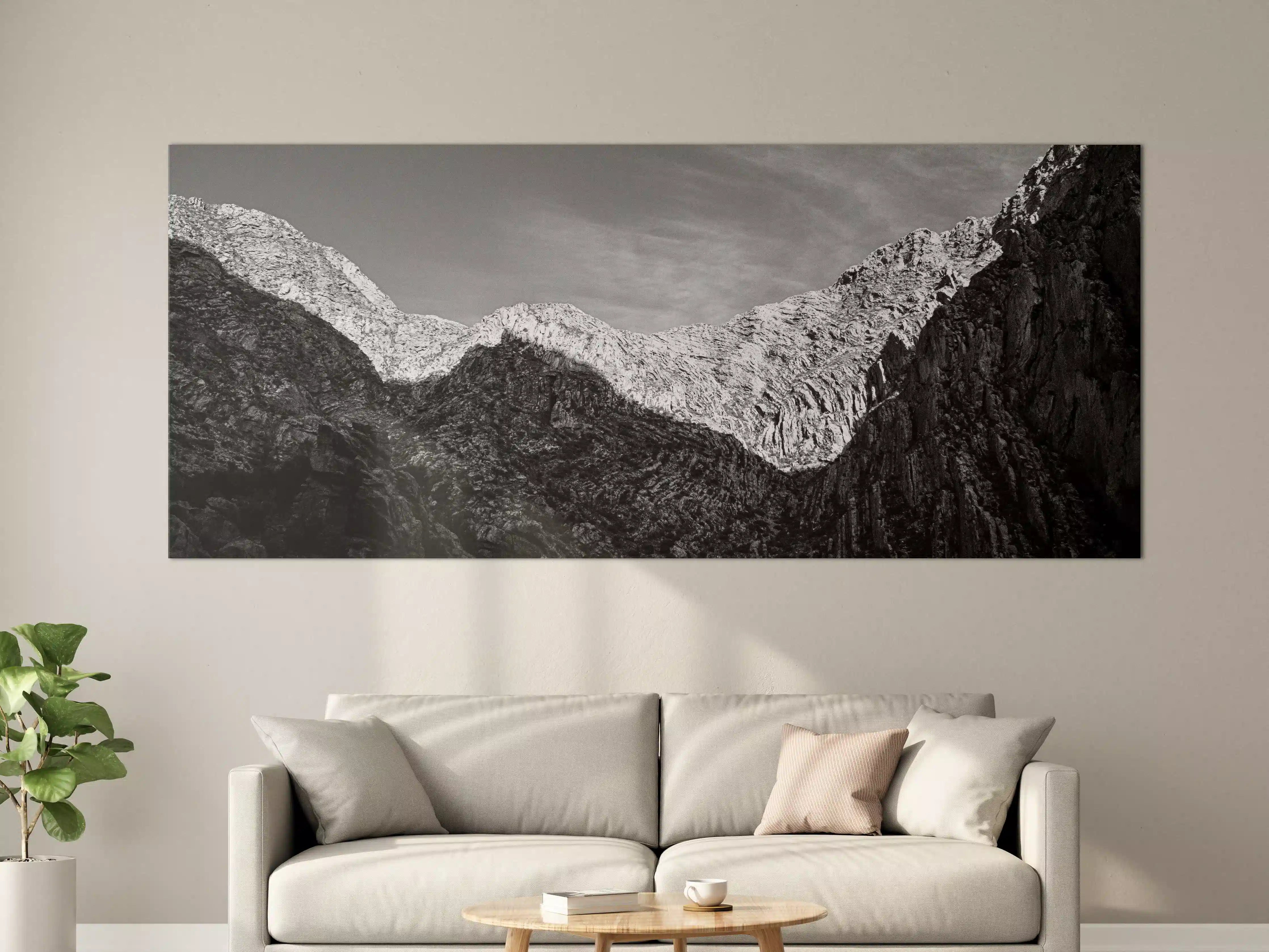 Große Wandbilder - Minimal Schwarz-Weiß Gebirge