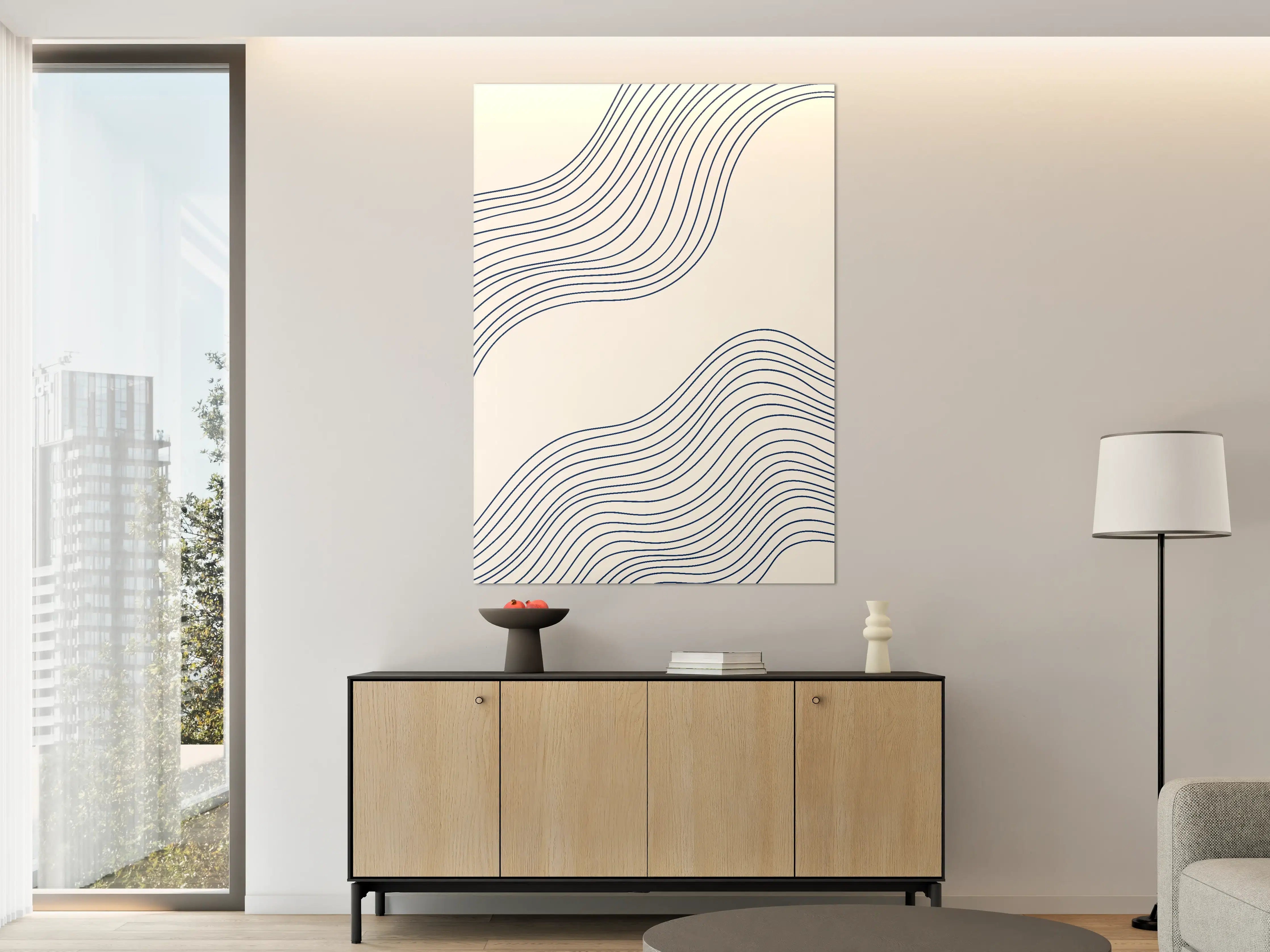 Große Wandbilder - Minimale Linien auf hellem Hintergrund