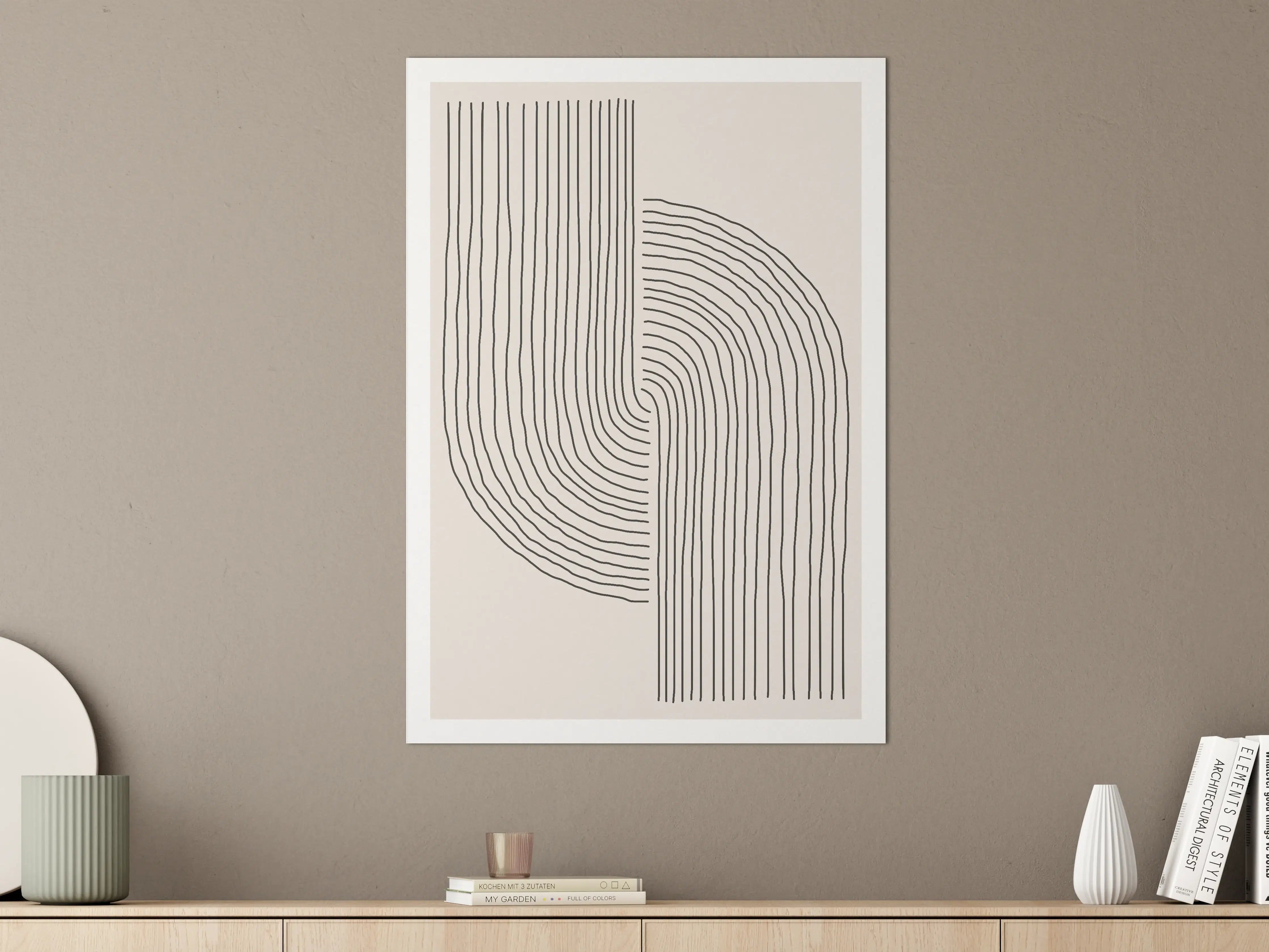 Große Wandbilder - Minimales Linienmuster in Schwarz-Weiß