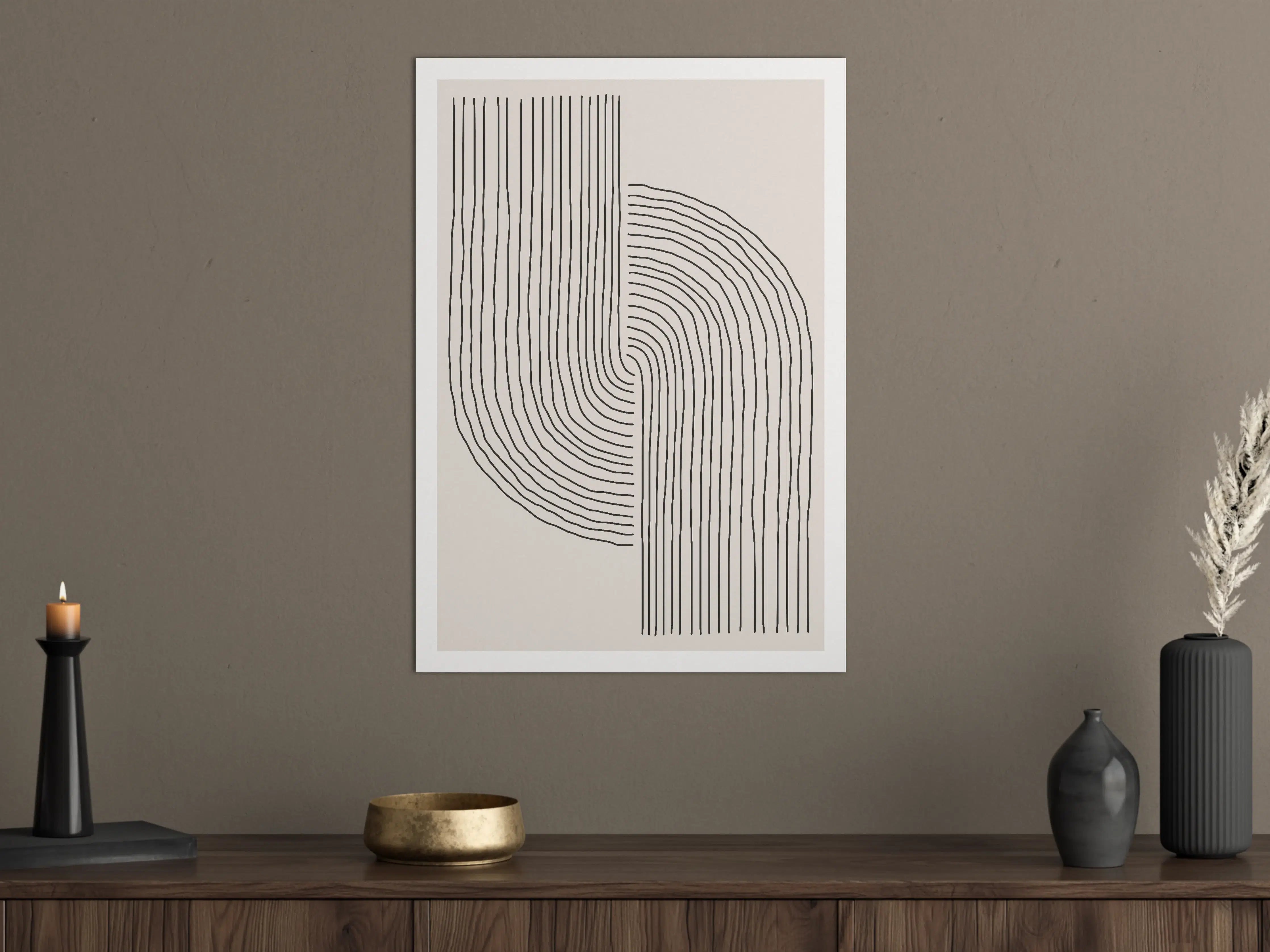 Große Wandbilder - Minimales Linienmuster in Schwarz-Weiß