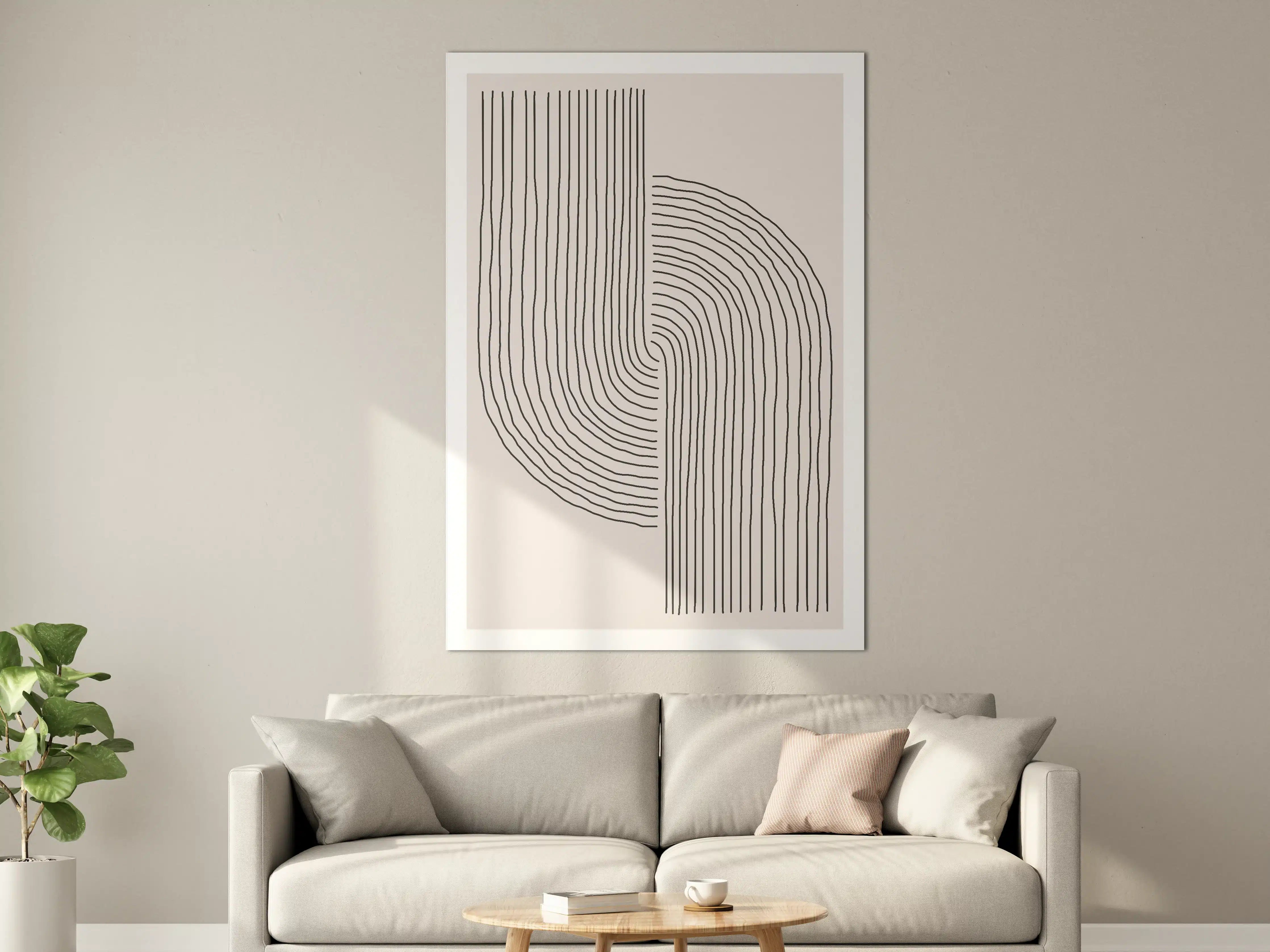 Große Wandbilder - Minimales Linienmuster in Schwarz-Weiß