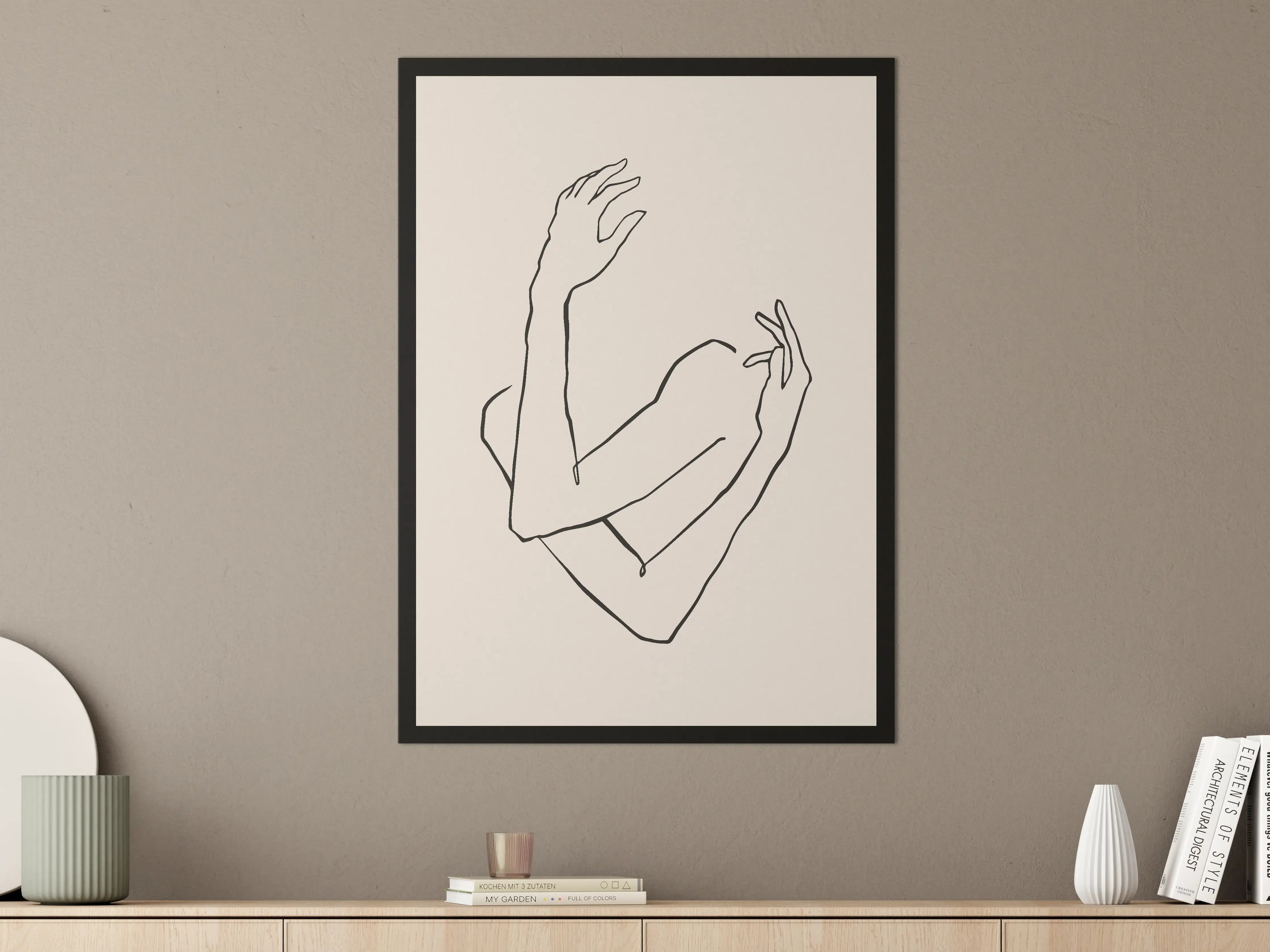 Große Wandbilder - Minimalistische Arm- und Handzeichnung