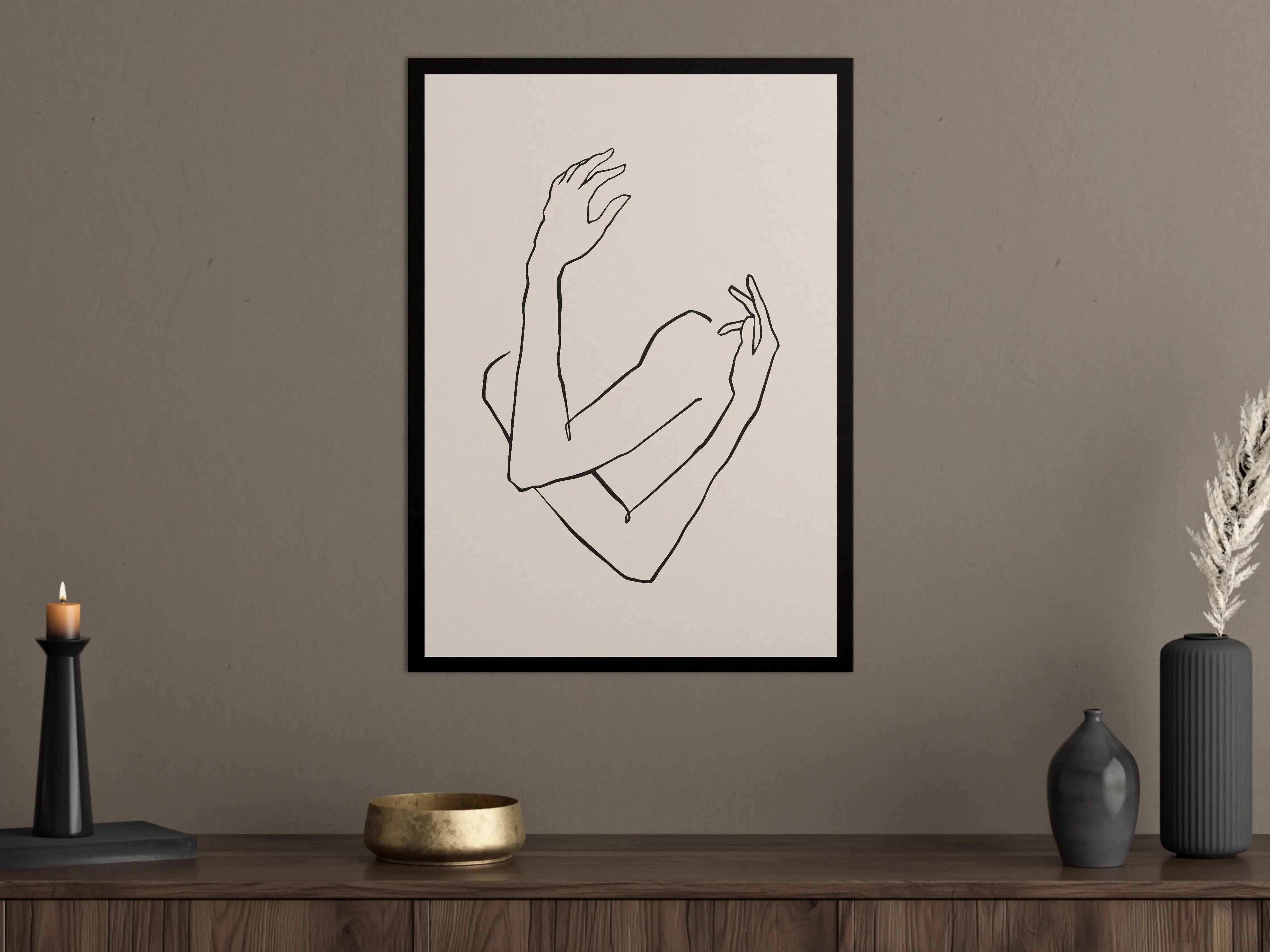 Große Wandbilder - Minimalistische Arm- und Handzeichnung