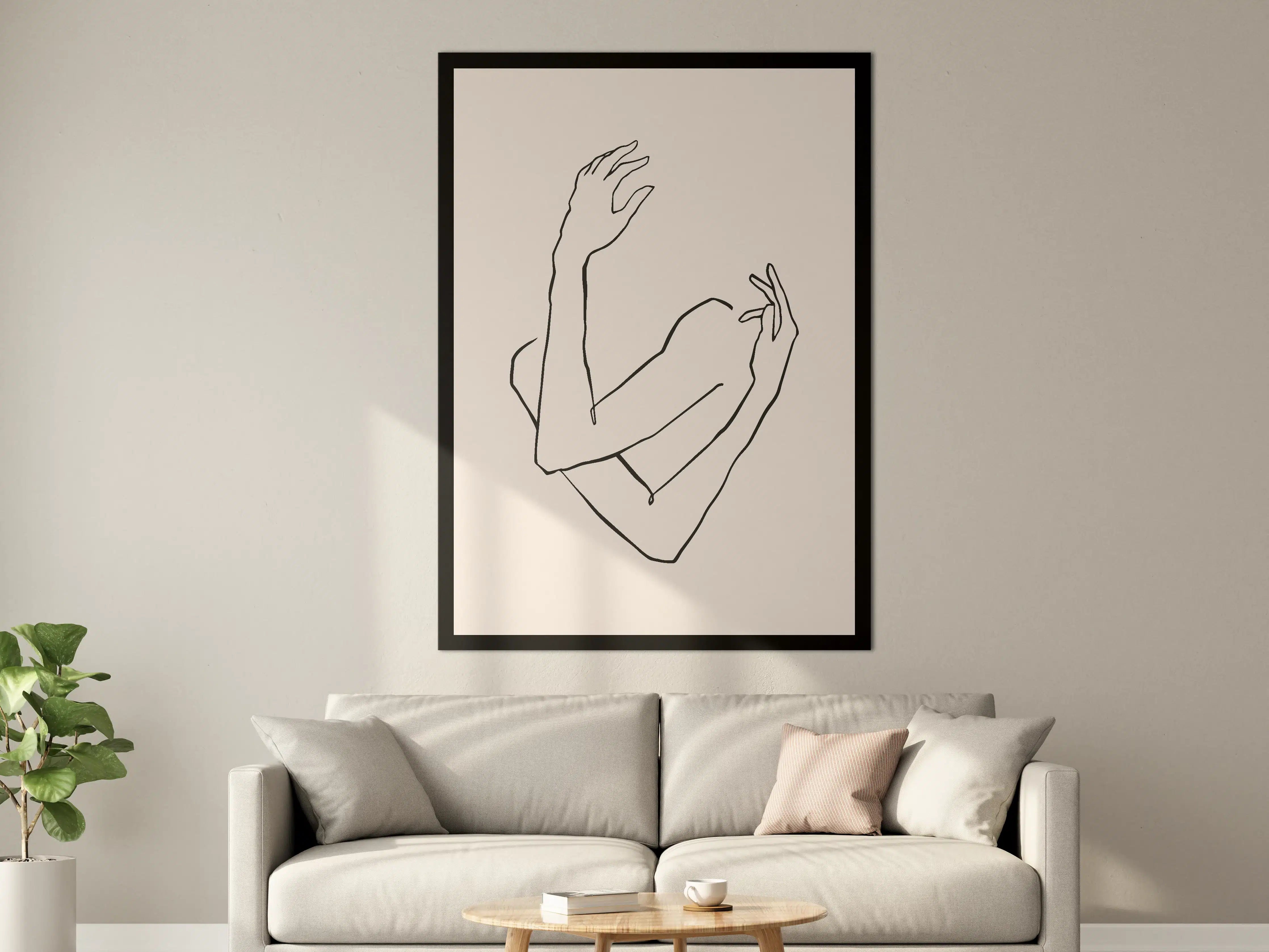 Große Wandbilder - Minimalistische Arm- und Handzeichnung