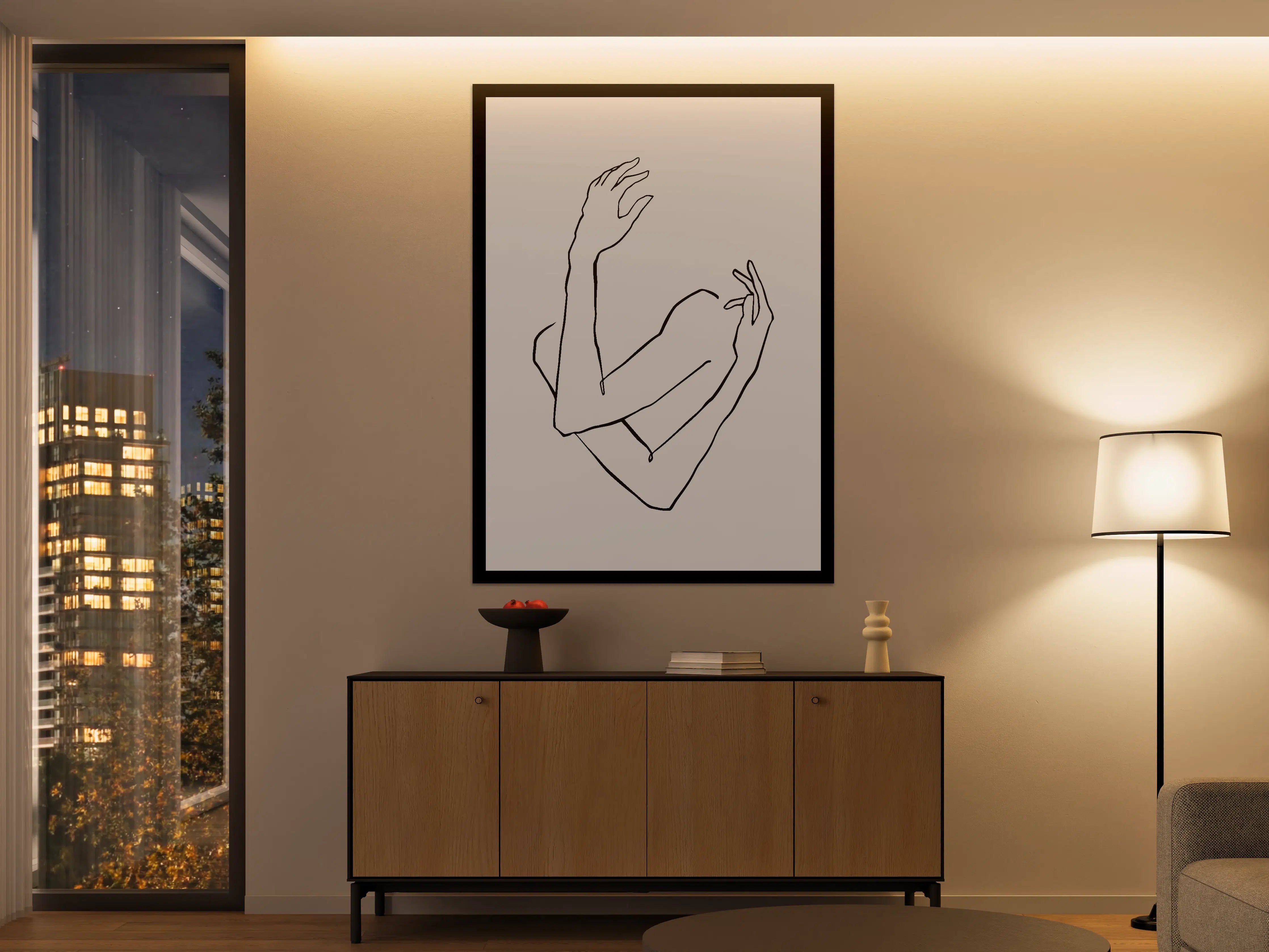 Große Wandbilder - Minimalistische Arm- und Handzeichnung