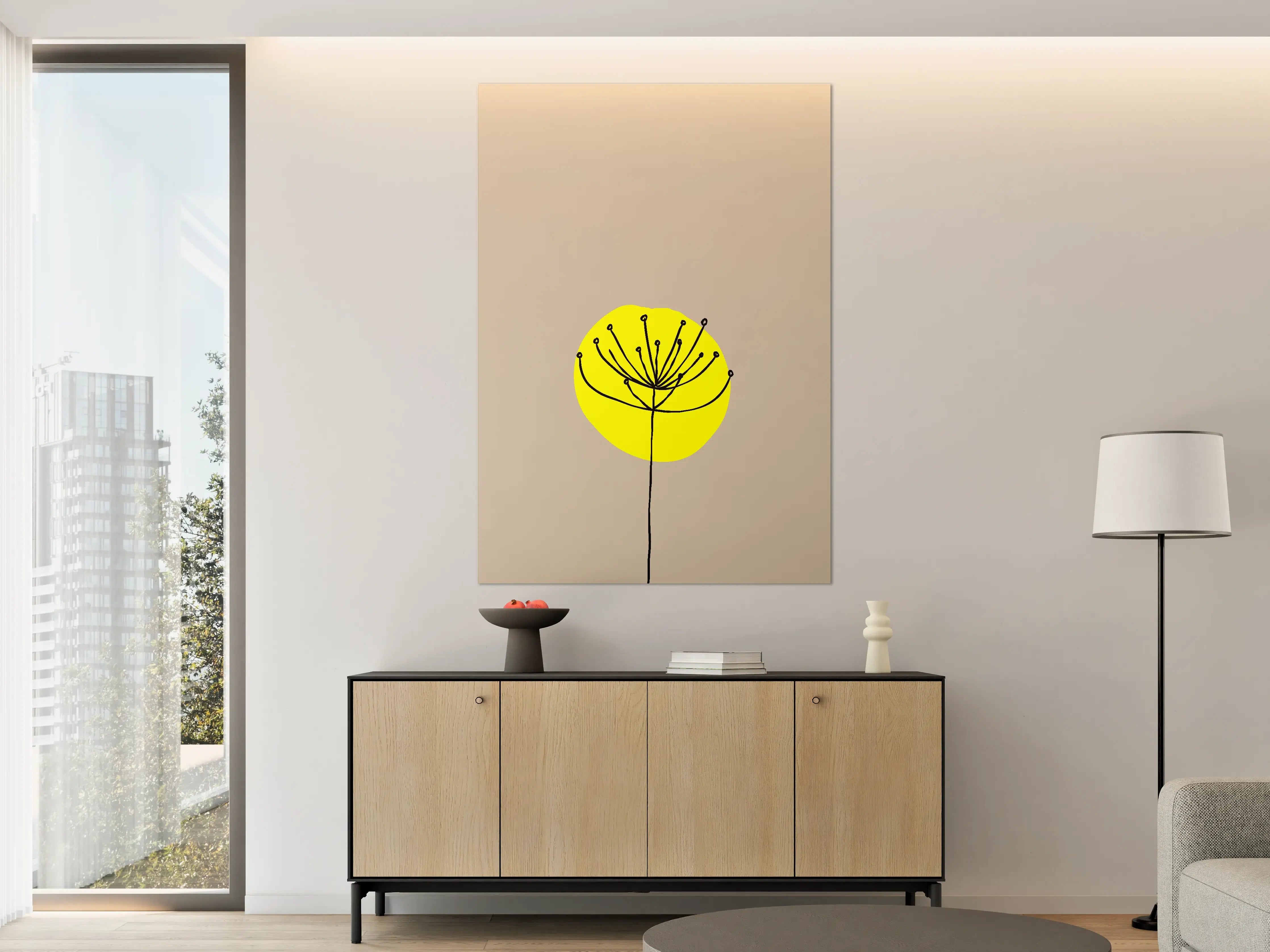 Große Wandbilder - Minimalistische-Blume auf neutralem Hintergrund
