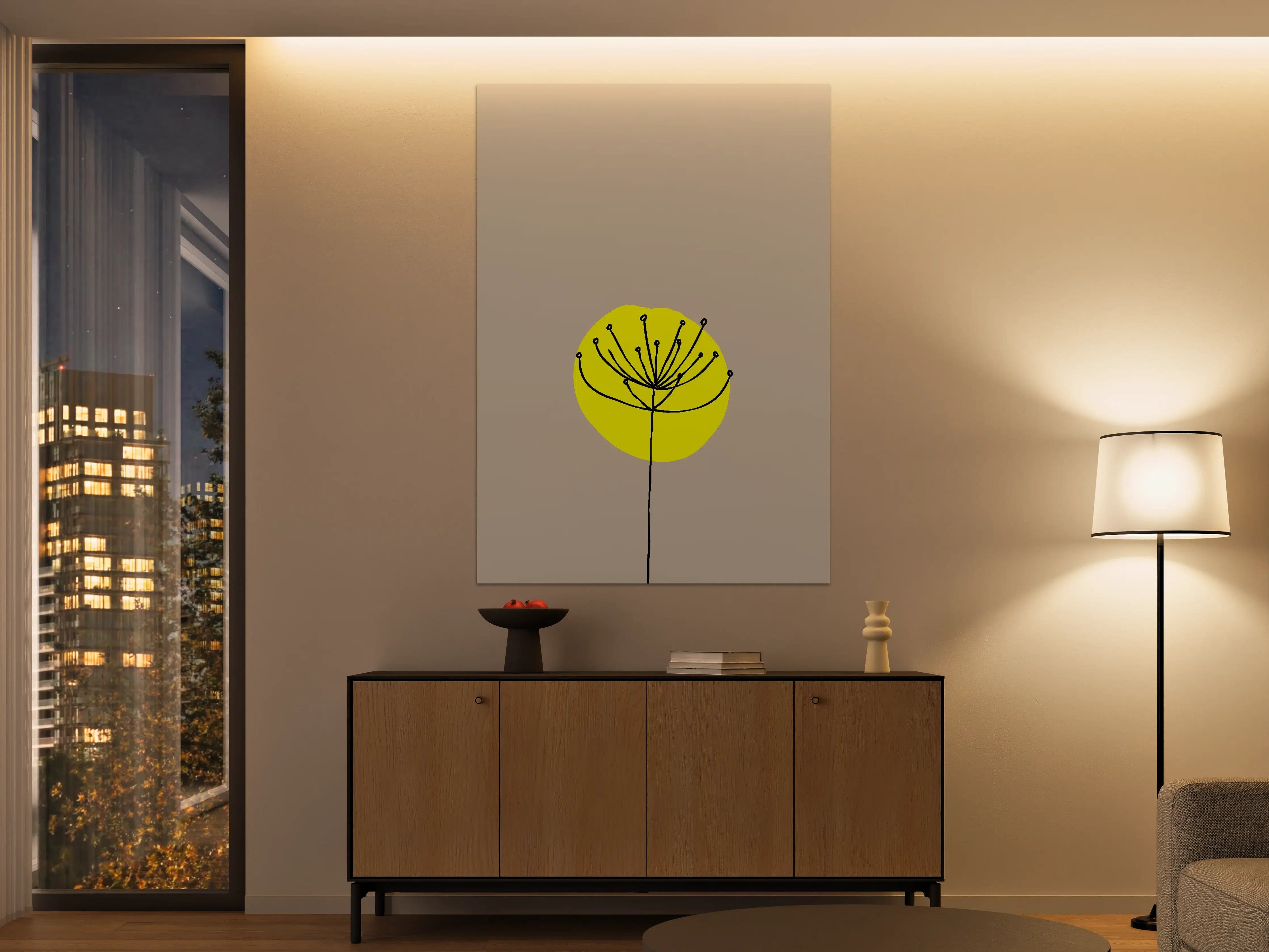 Große Wandbilder - Minimalistische-Blume auf neutralem Hintergrund