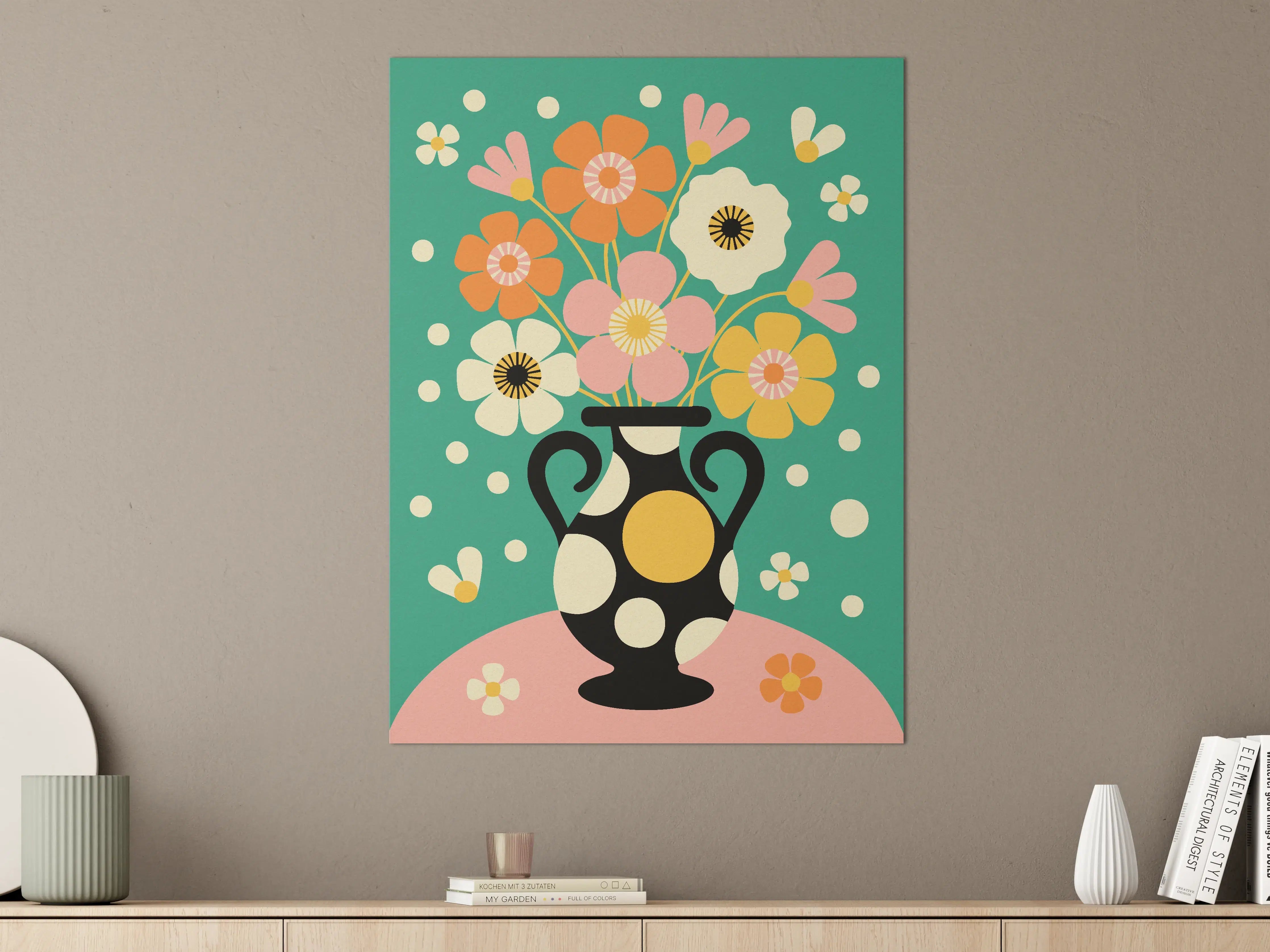 Große Wandbilder - Minimalistische Blumenvasen-Dekoration