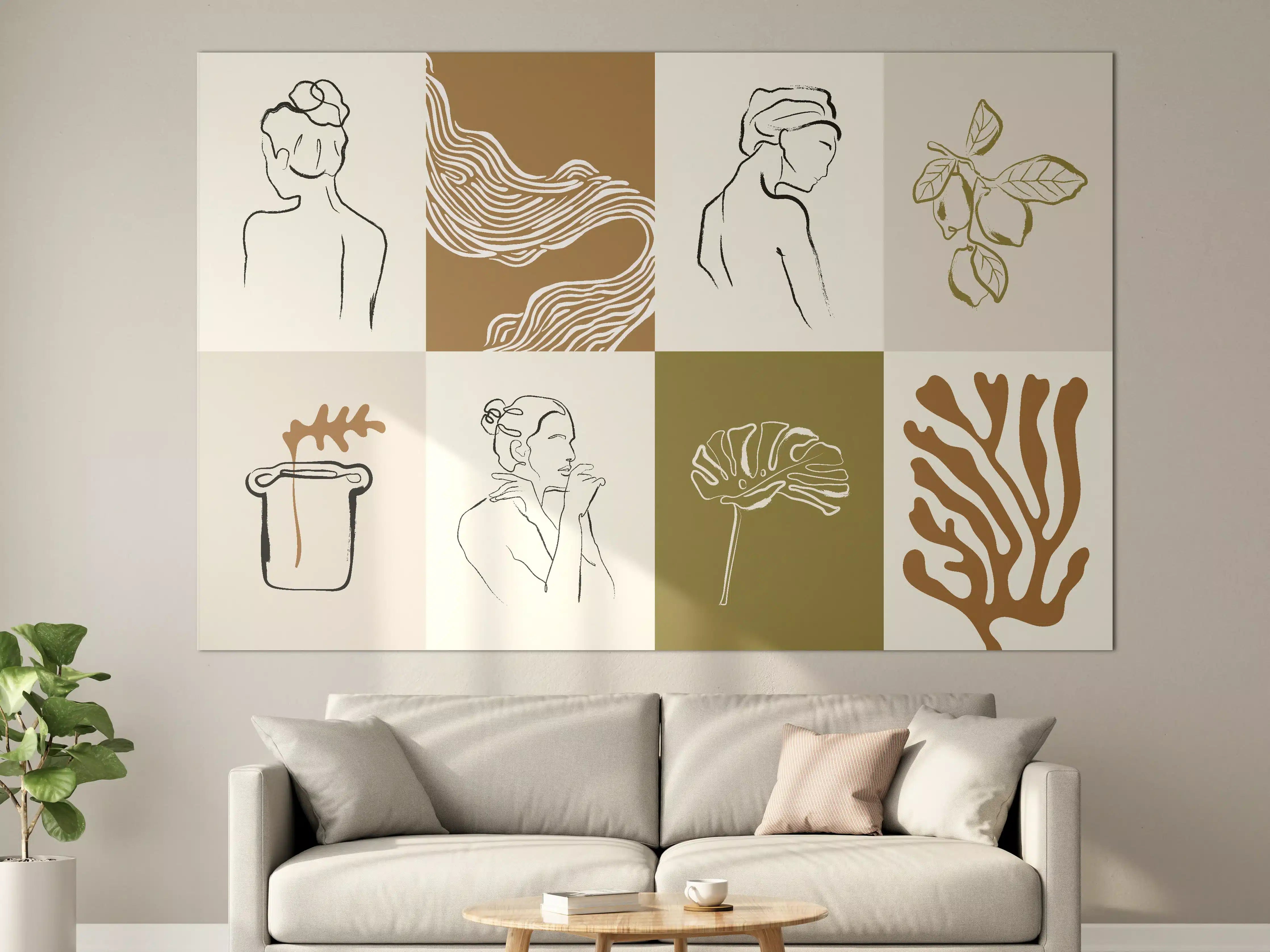 Große Wandbilder - Minimalistische Damenporträts und Naturdetails