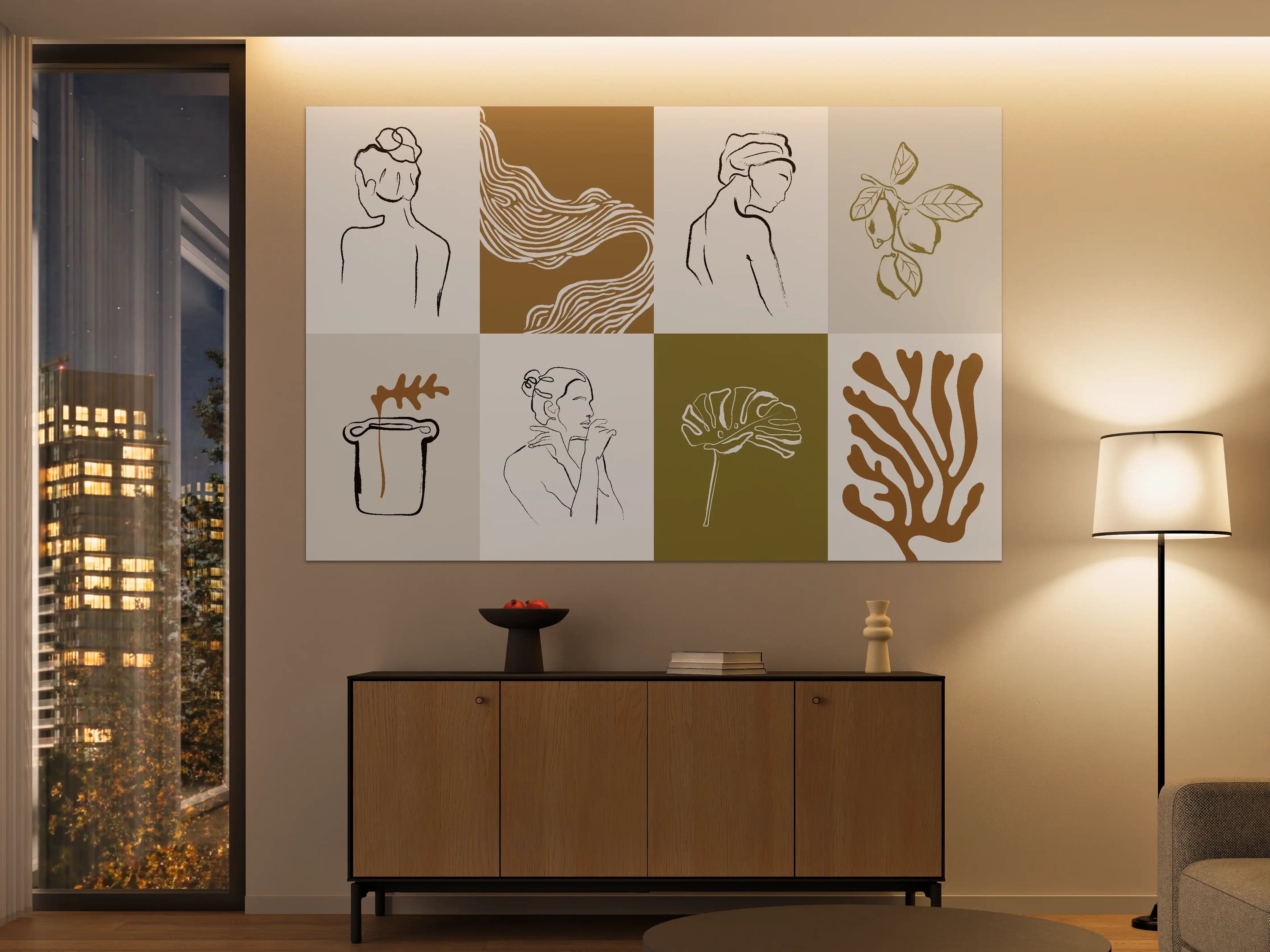Große Wandbilder - Minimalistische Damenporträts und Naturdetails