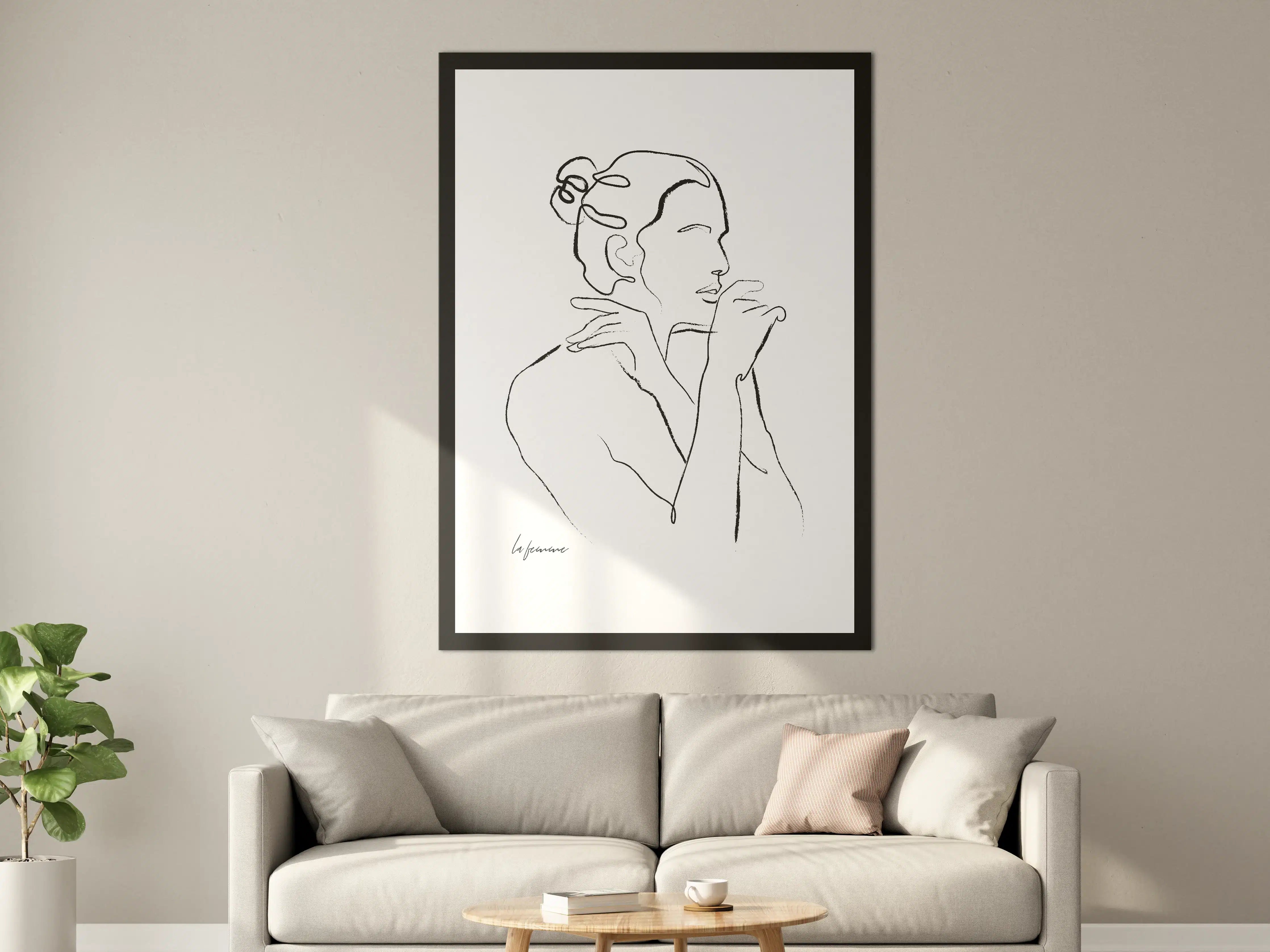 Große Wandbilder - Minimalistische Frauenporträt-Liniezeichnung