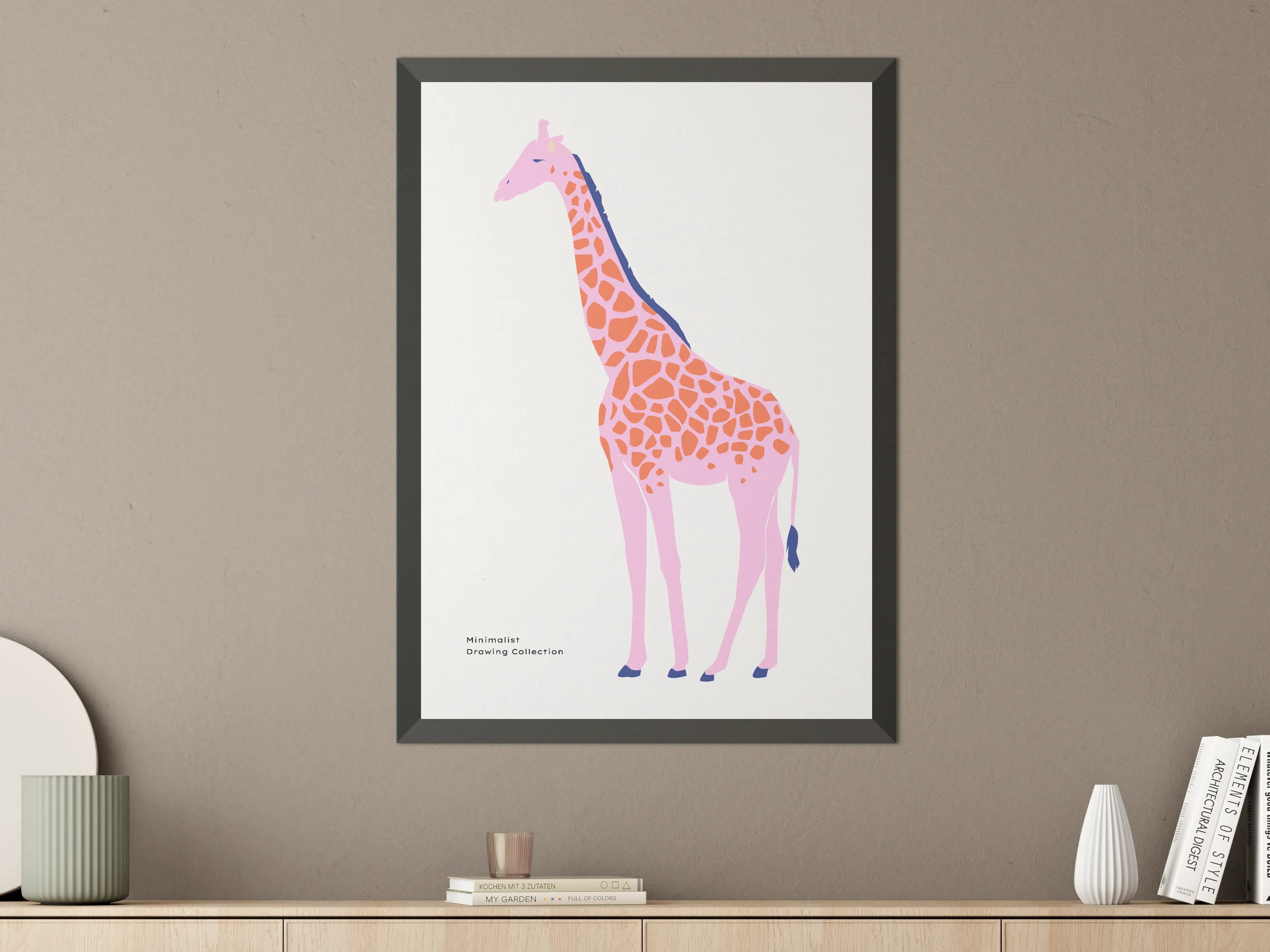 Große Wandbilder - Minimalistische Giraffenillustration