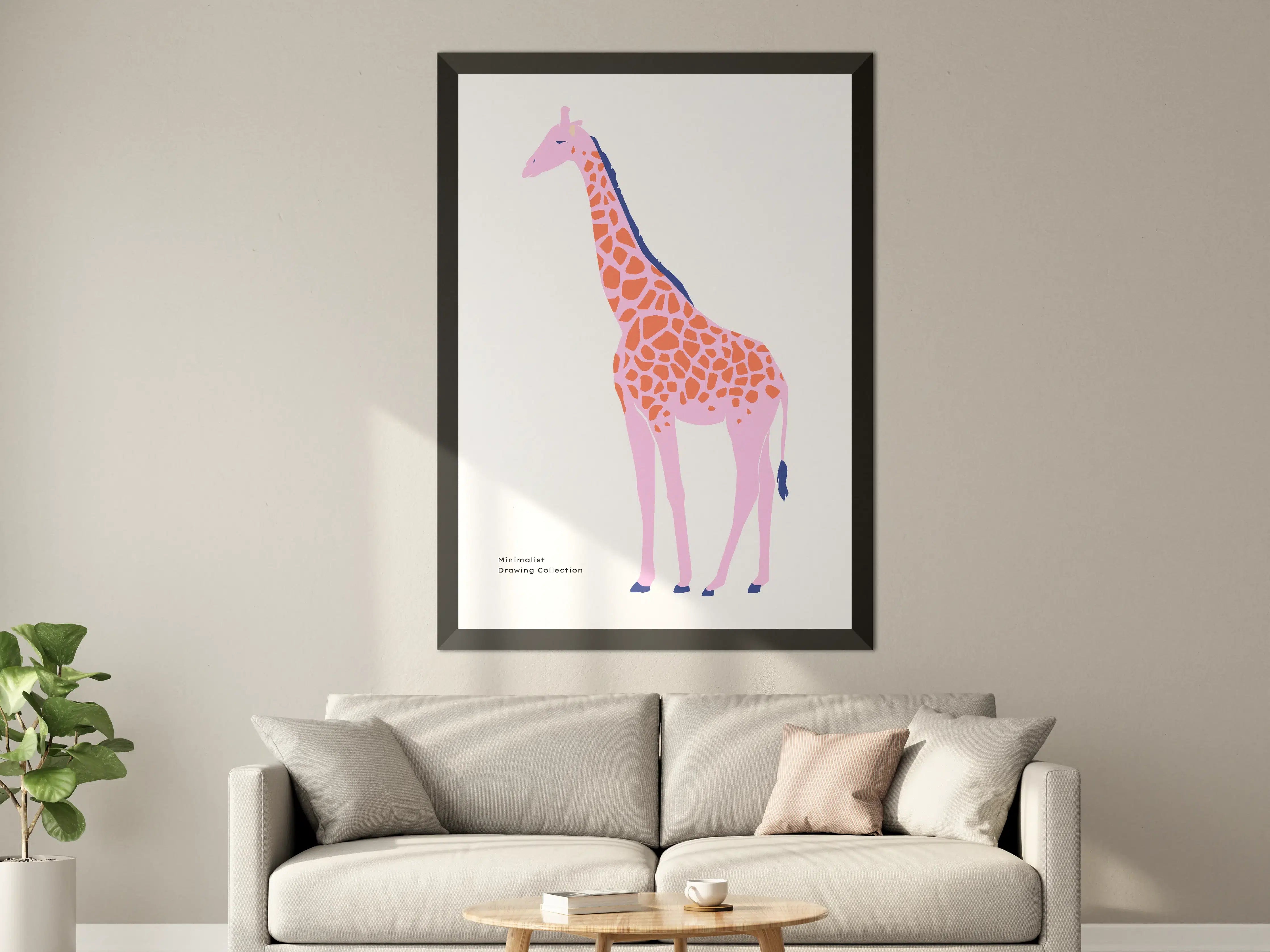 Große Wandbilder - Minimalistische Giraffenillustration