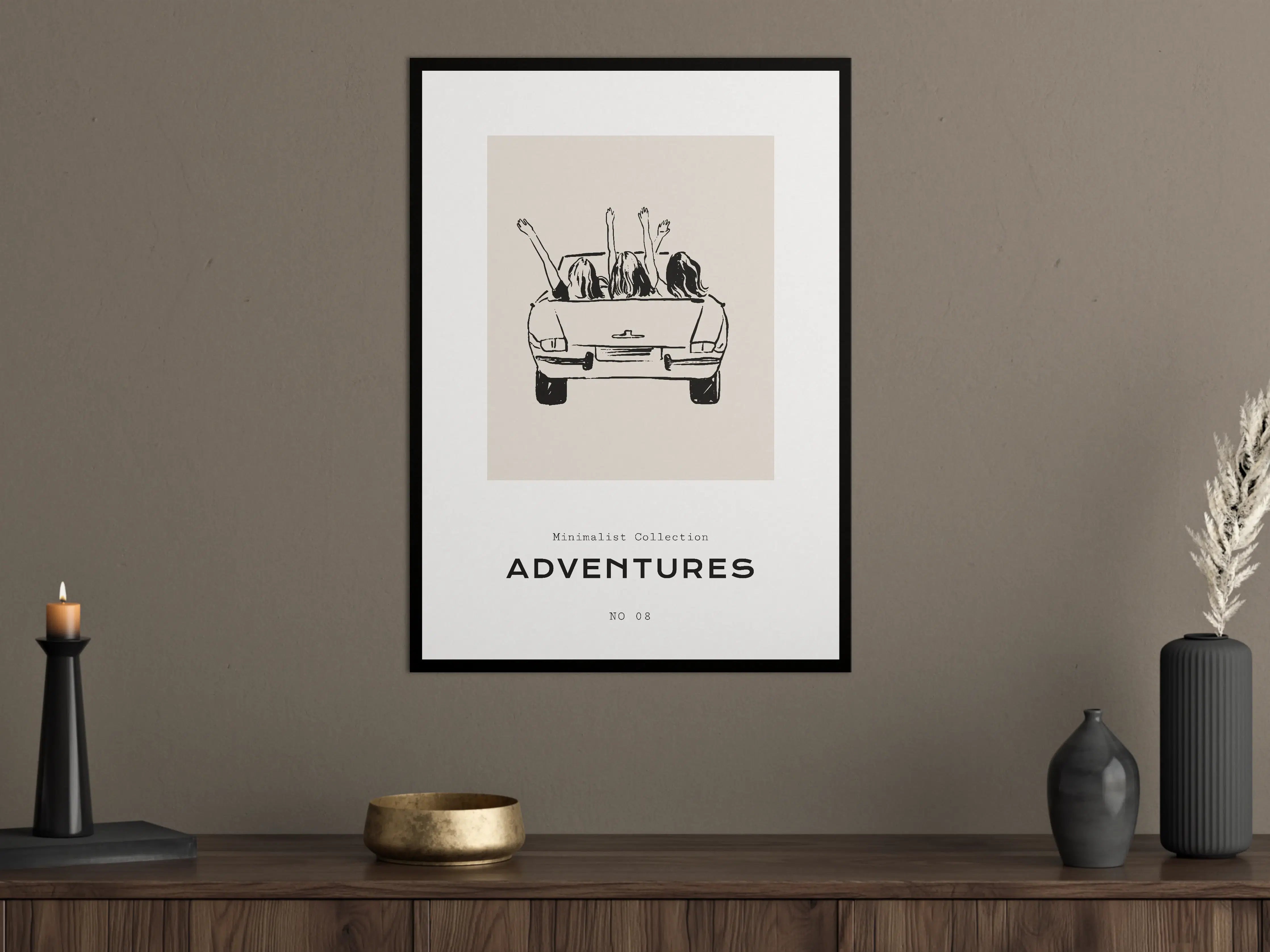 Große Wandbilder - Minimalistische Illustration mit Hundetrio