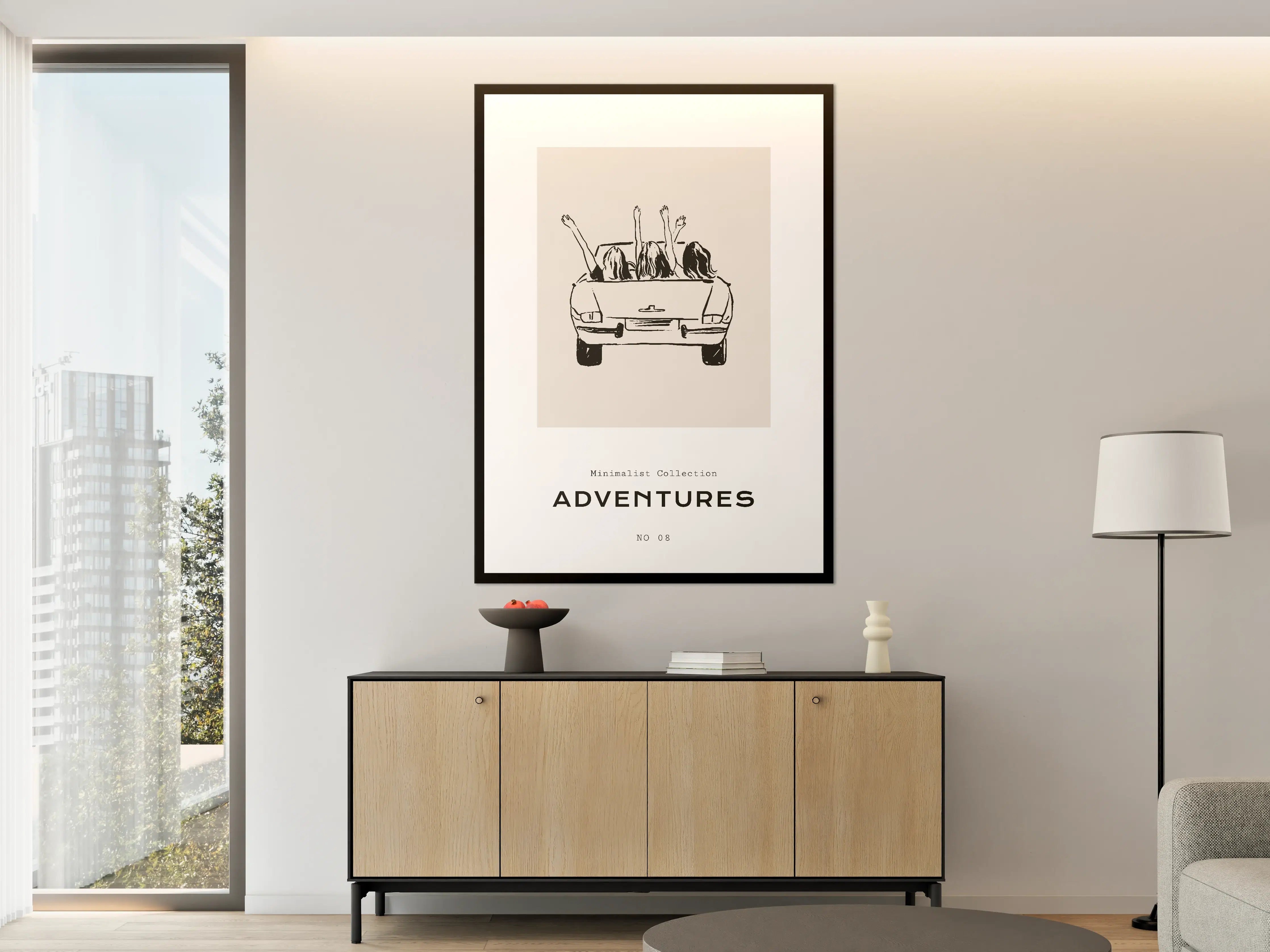 Große Wandbilder - Minimalistische Illustration mit Hundetrio