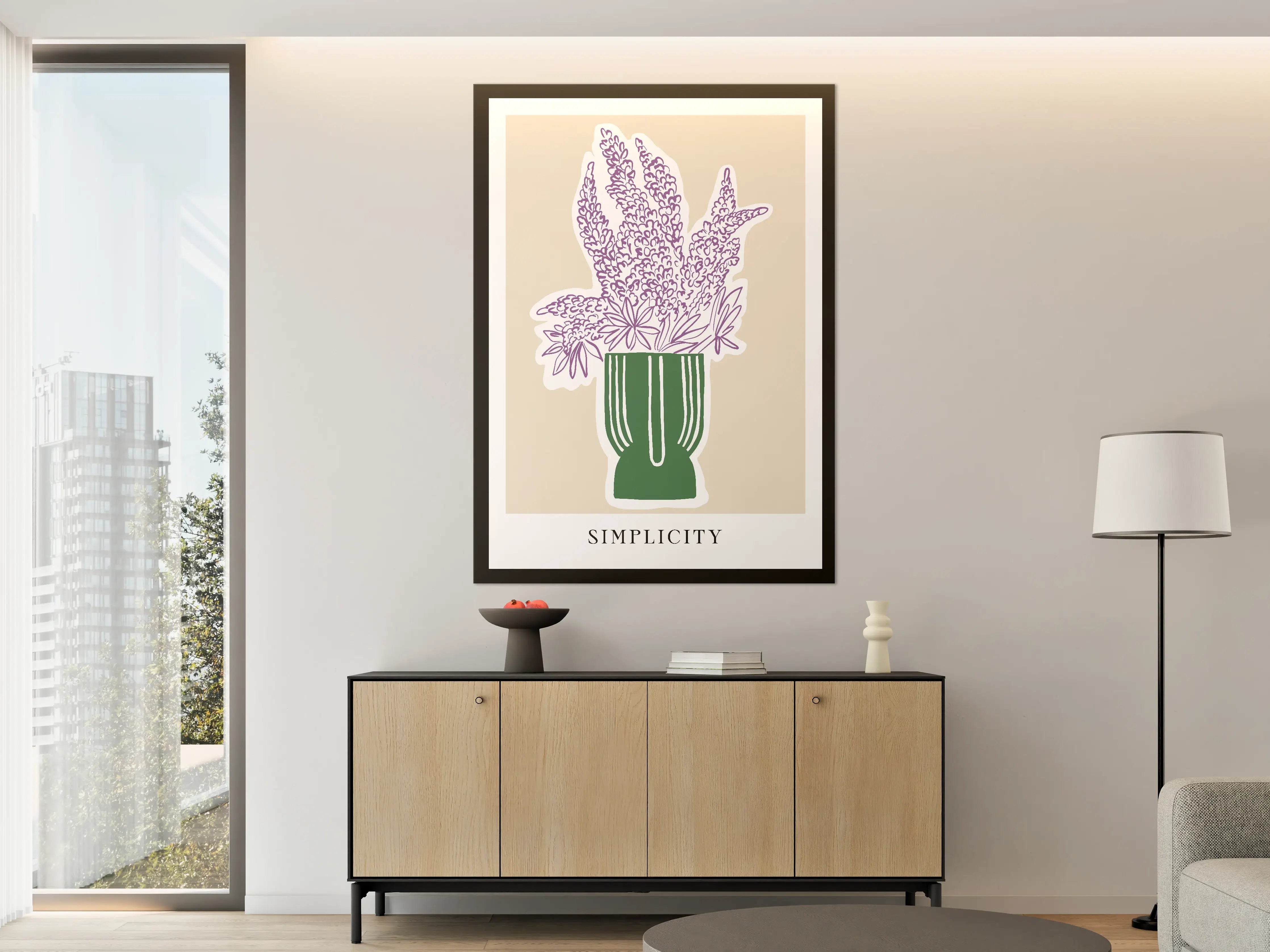 Große Wandbilder - Minimalistische Lavendelform mit sanften Farben