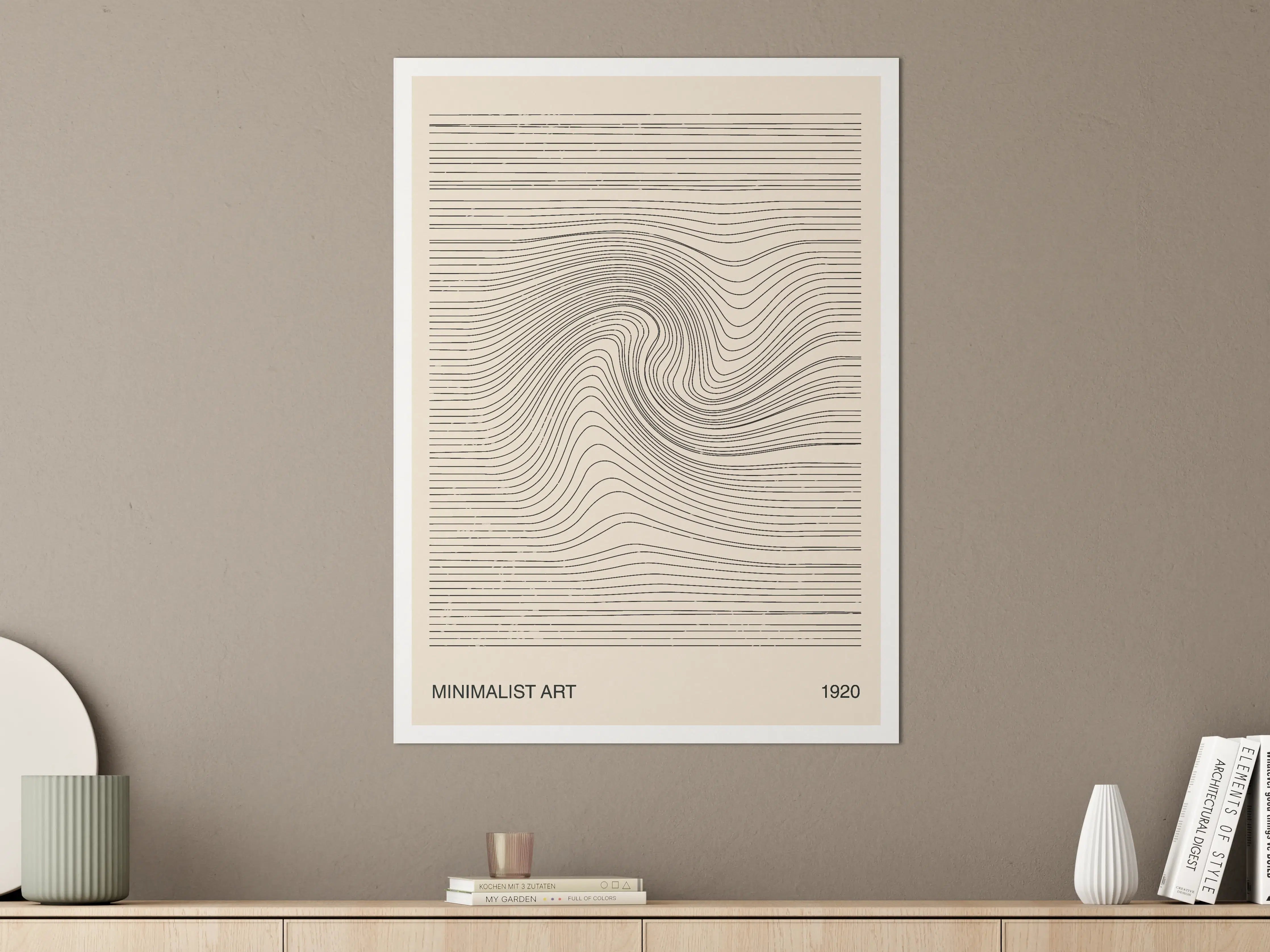 Große Wandbilder - Minimalistische Linienkunst in Beige