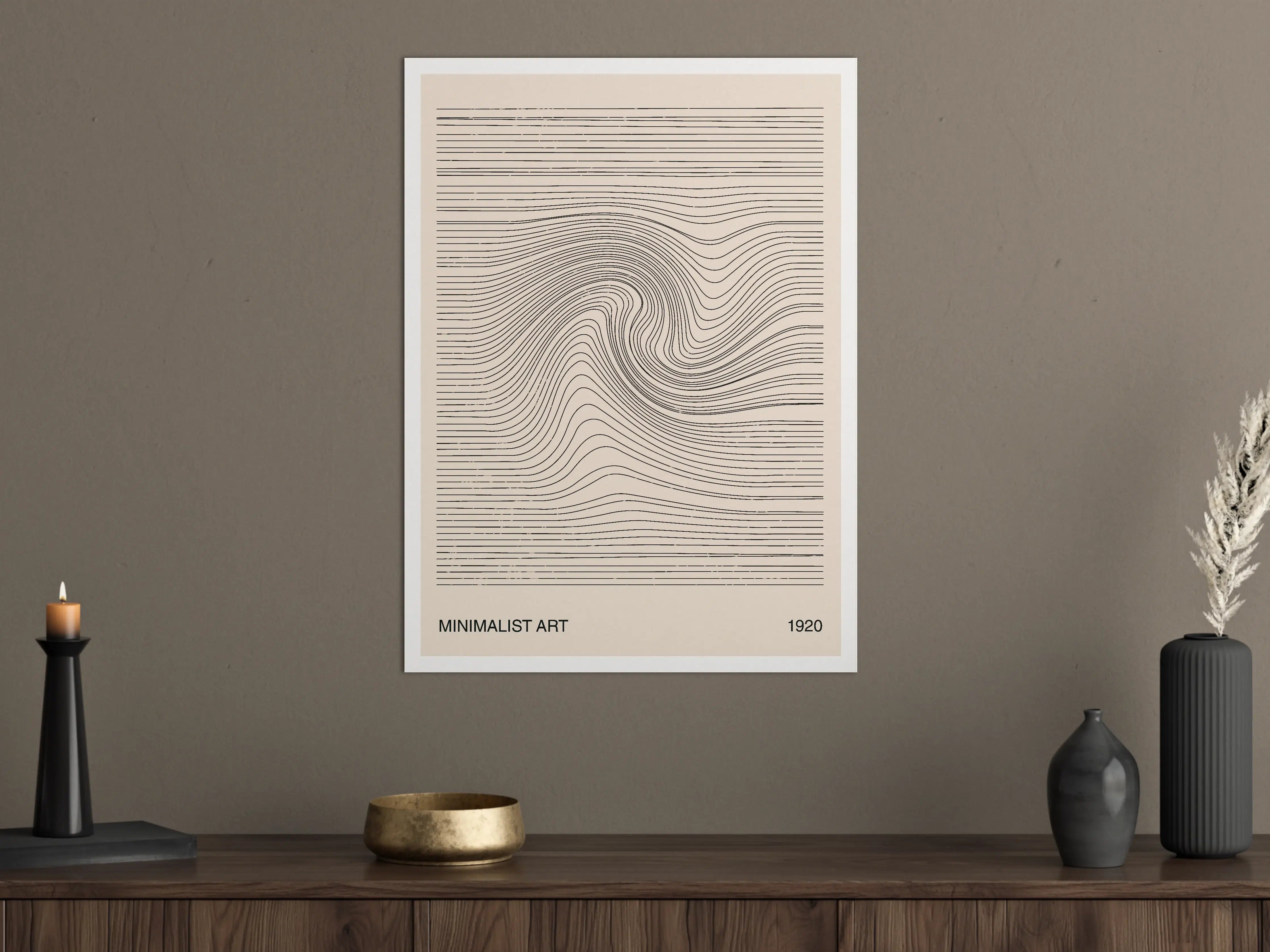Große Wandbilder - Minimalistische Linienkunst in Beige