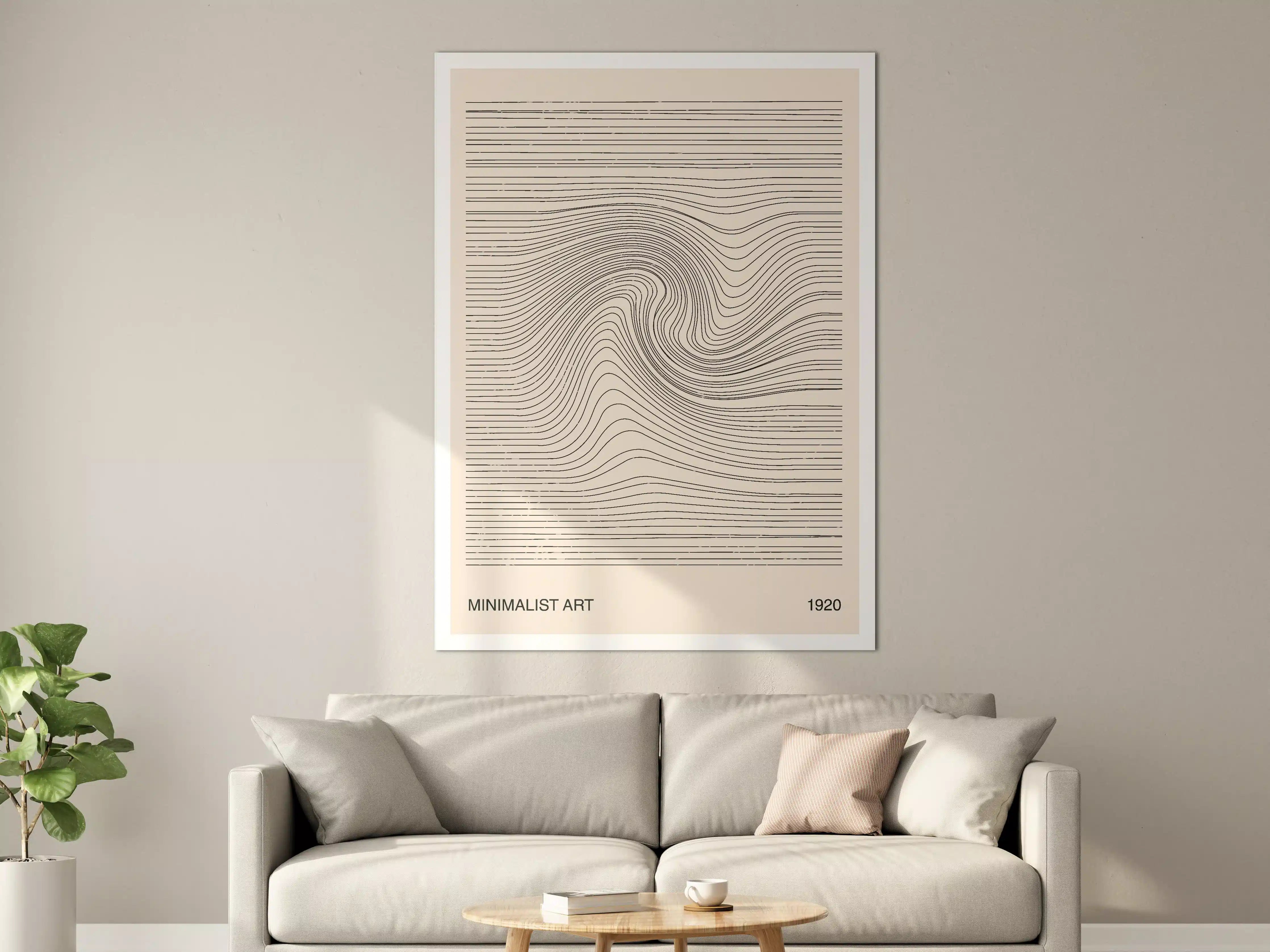Große Wandbilder - Minimalistische Linienkunst in Beige