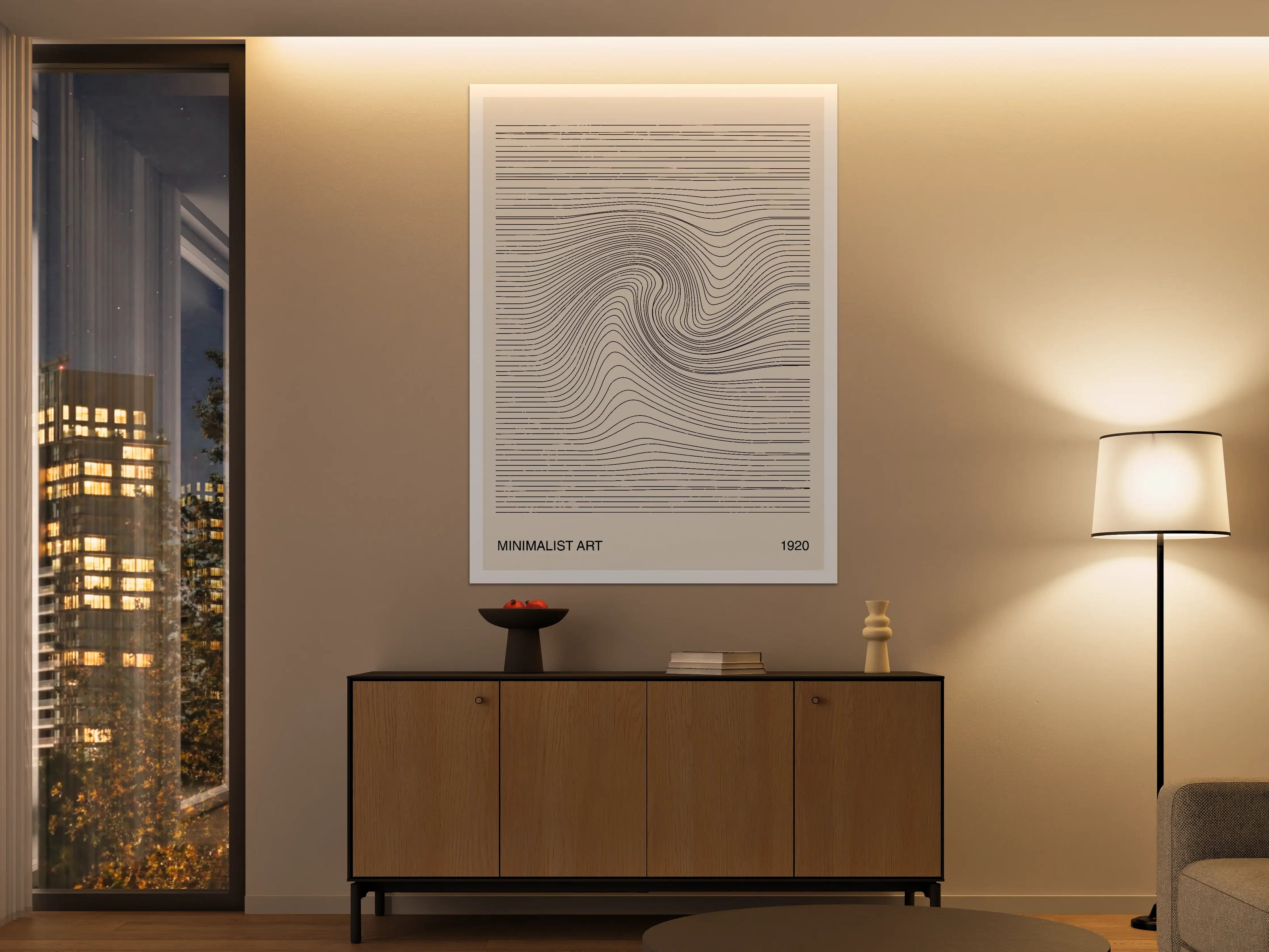 Große Wandbilder - Minimalistische Linienkunst in Beige