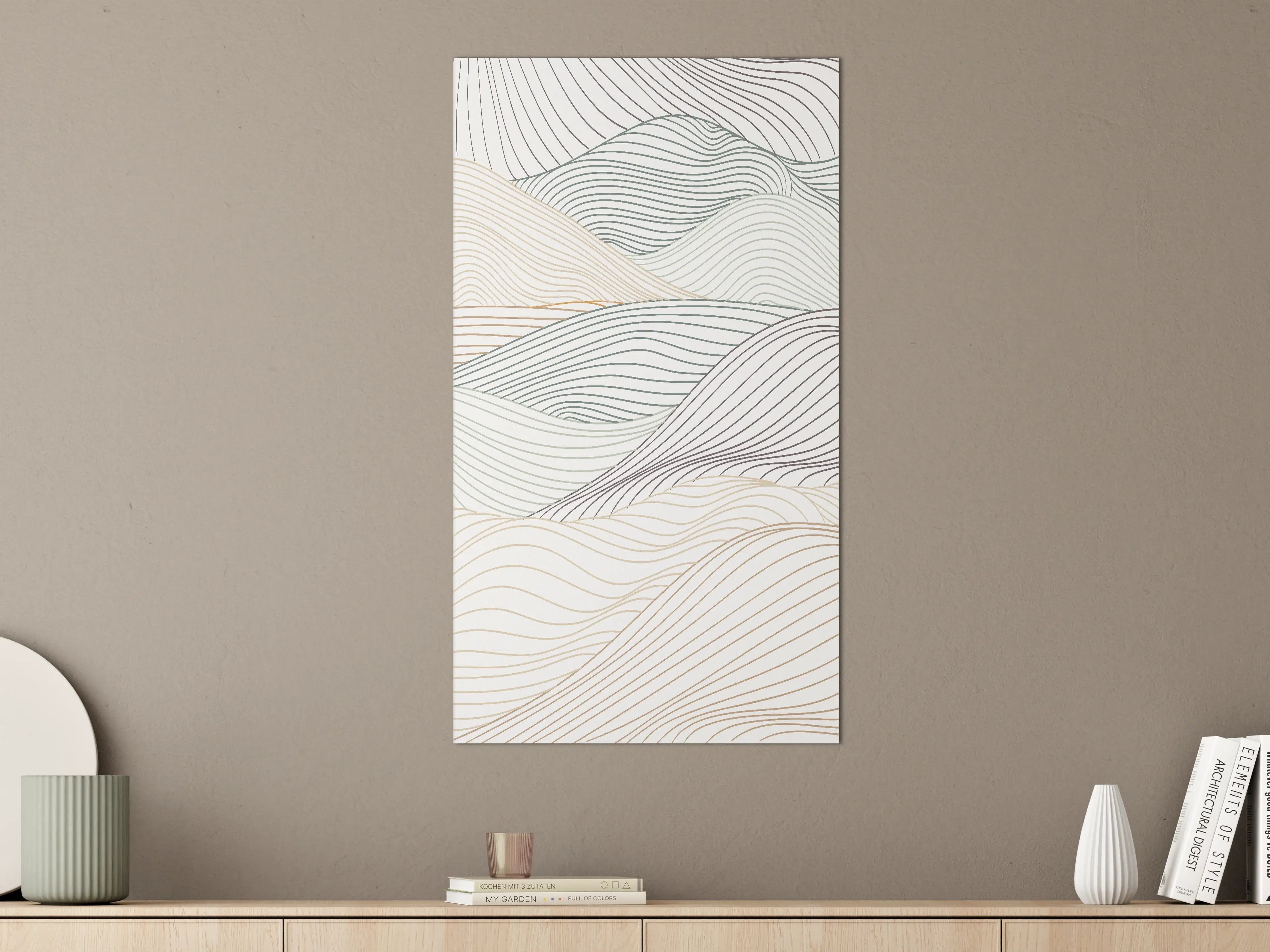Große Wandbilder - Minimalistische Linienlandschaft in sanften Tönen