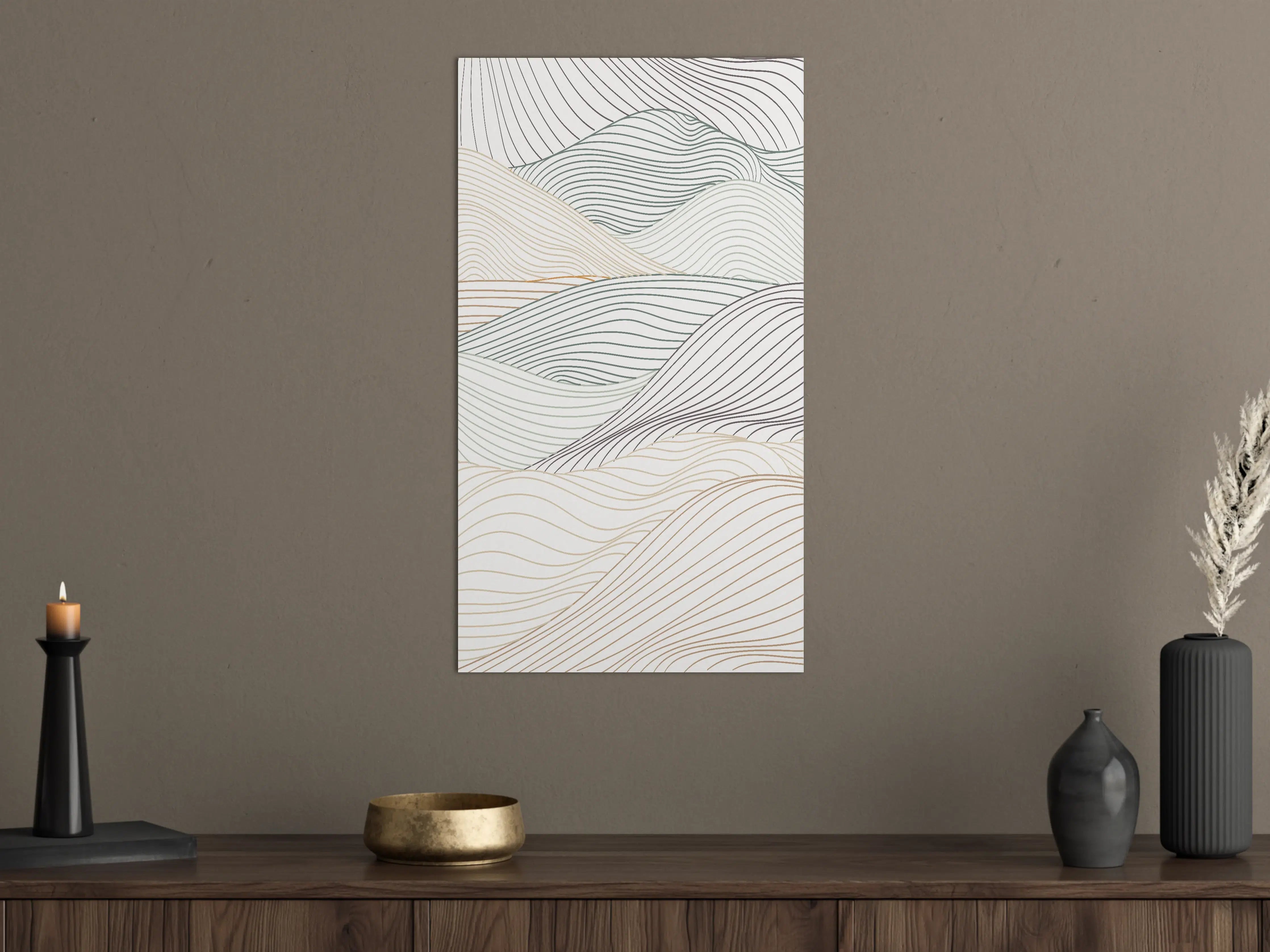 Große Wandbilder - Minimalistische Linienlandschaft in sanften Tönen