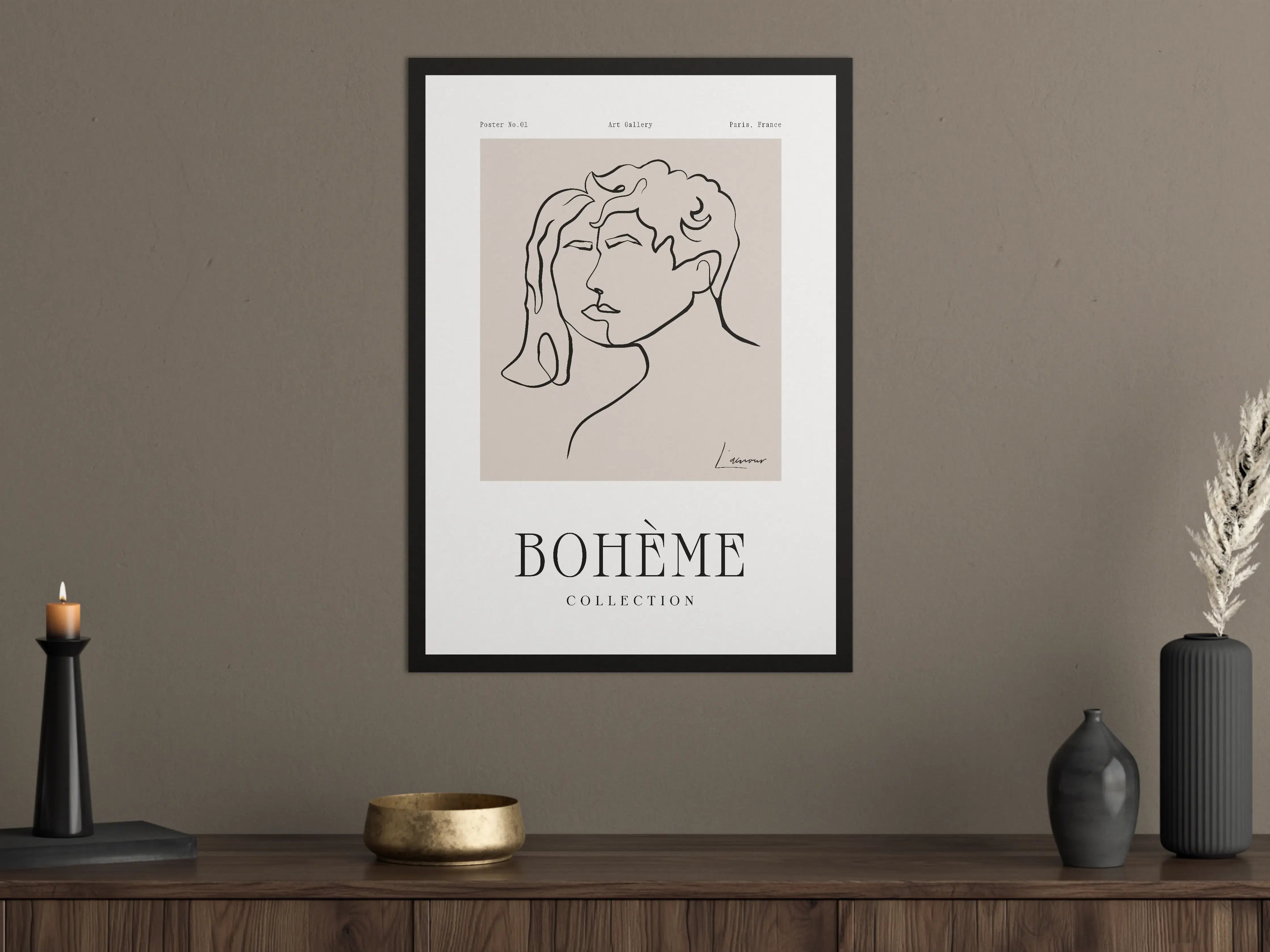 Große Wandbilder - Minimalistische Linienzeichnung von Liebespaar