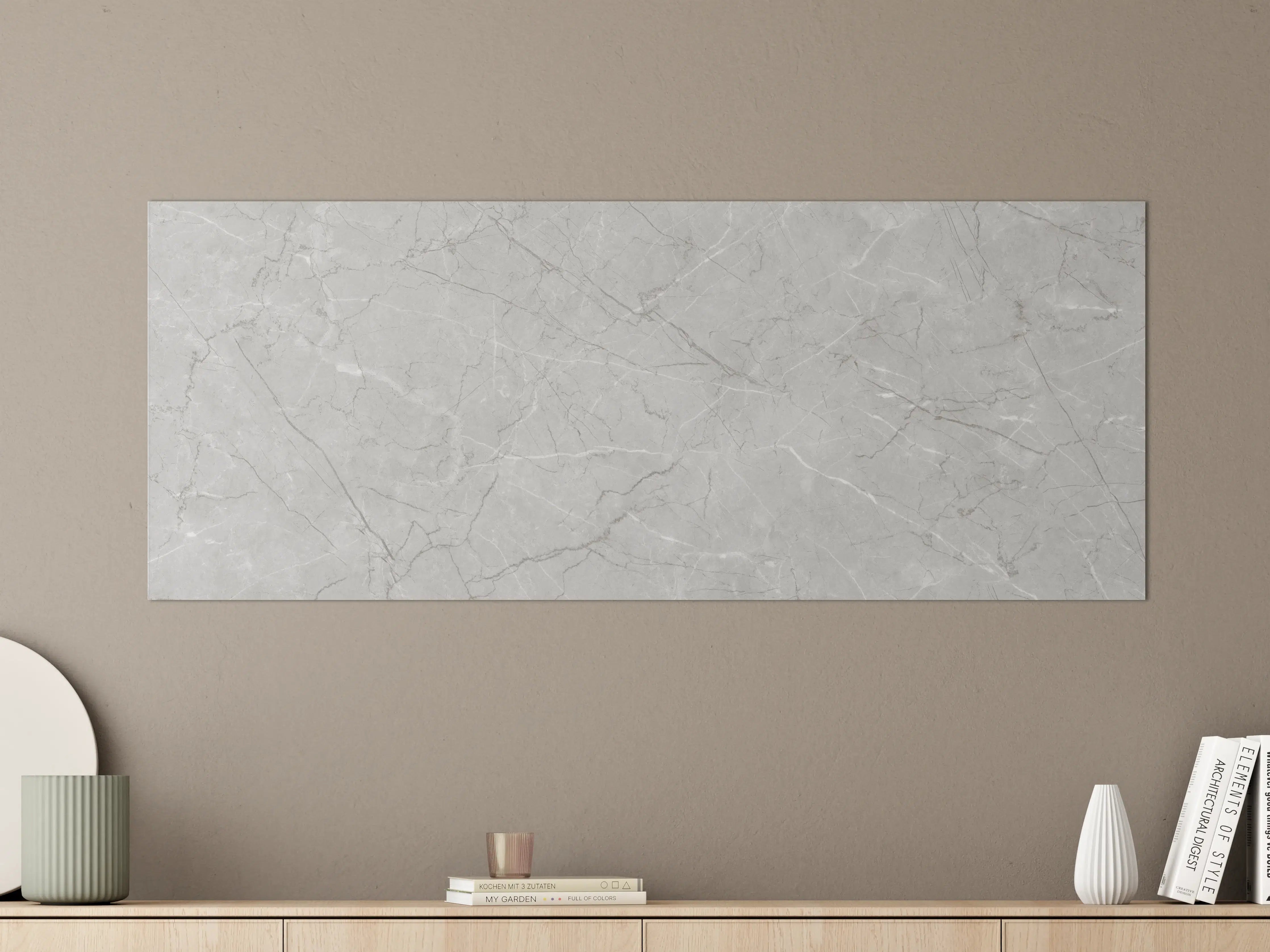 Große Wandbilder - Minimalistische Marmorfläche in Weiß und Grau