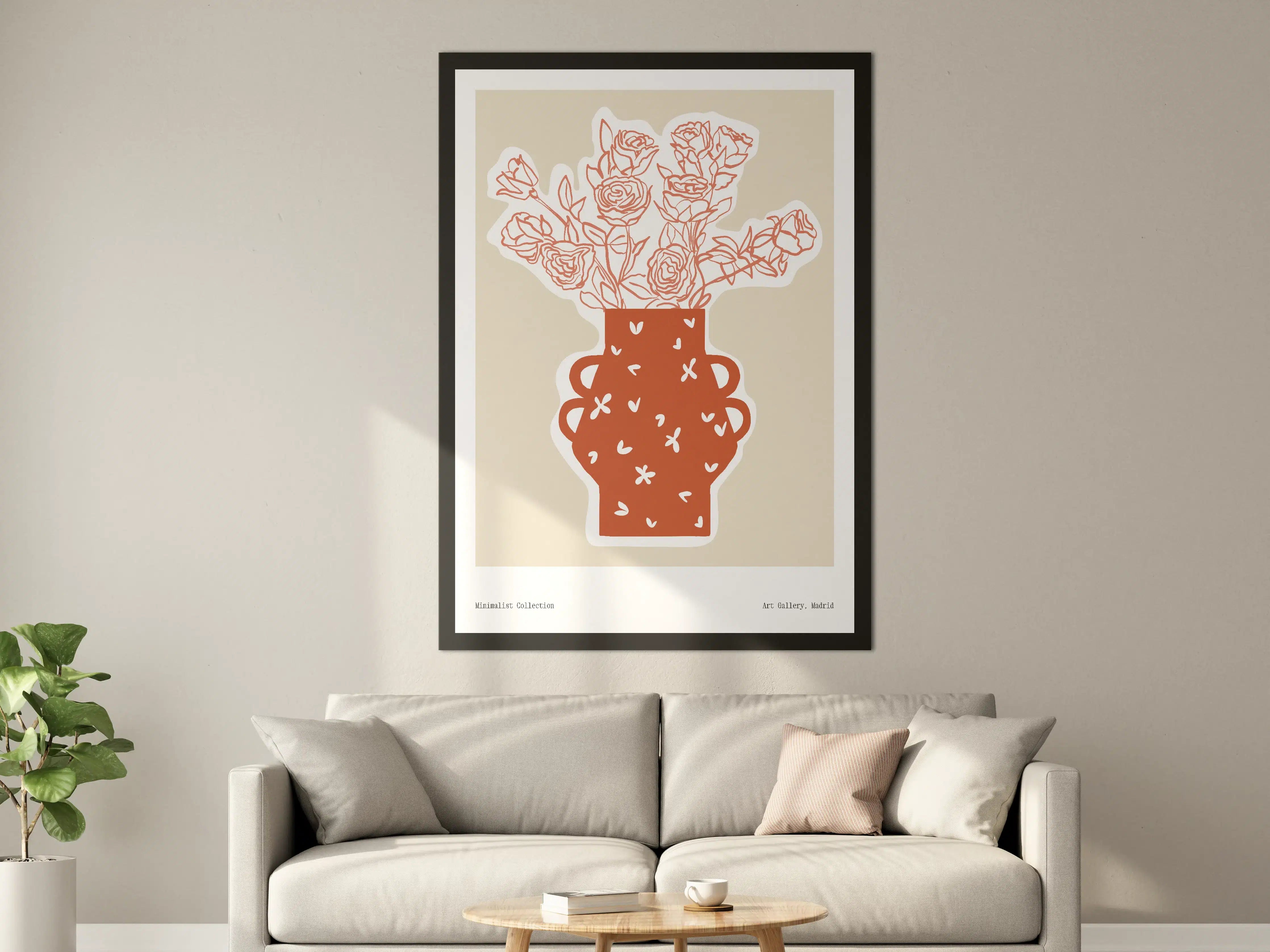 Große Wandbilder - Minimalistische Rosen im stilvollen Vasen-Design