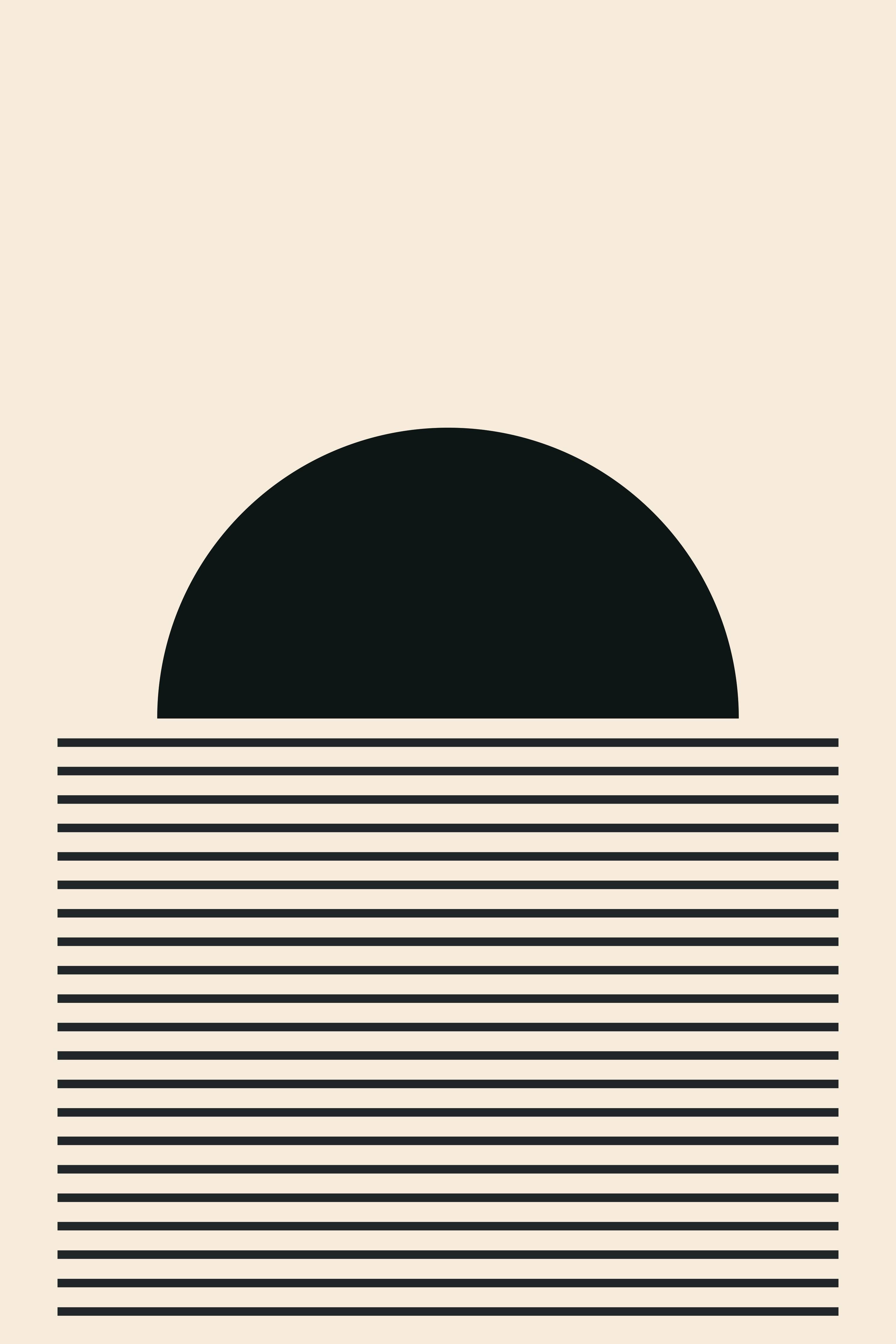 Große Wandbilder-Minimalistische Sonnenuntergangs-Silhouette in Schwarz und Beige