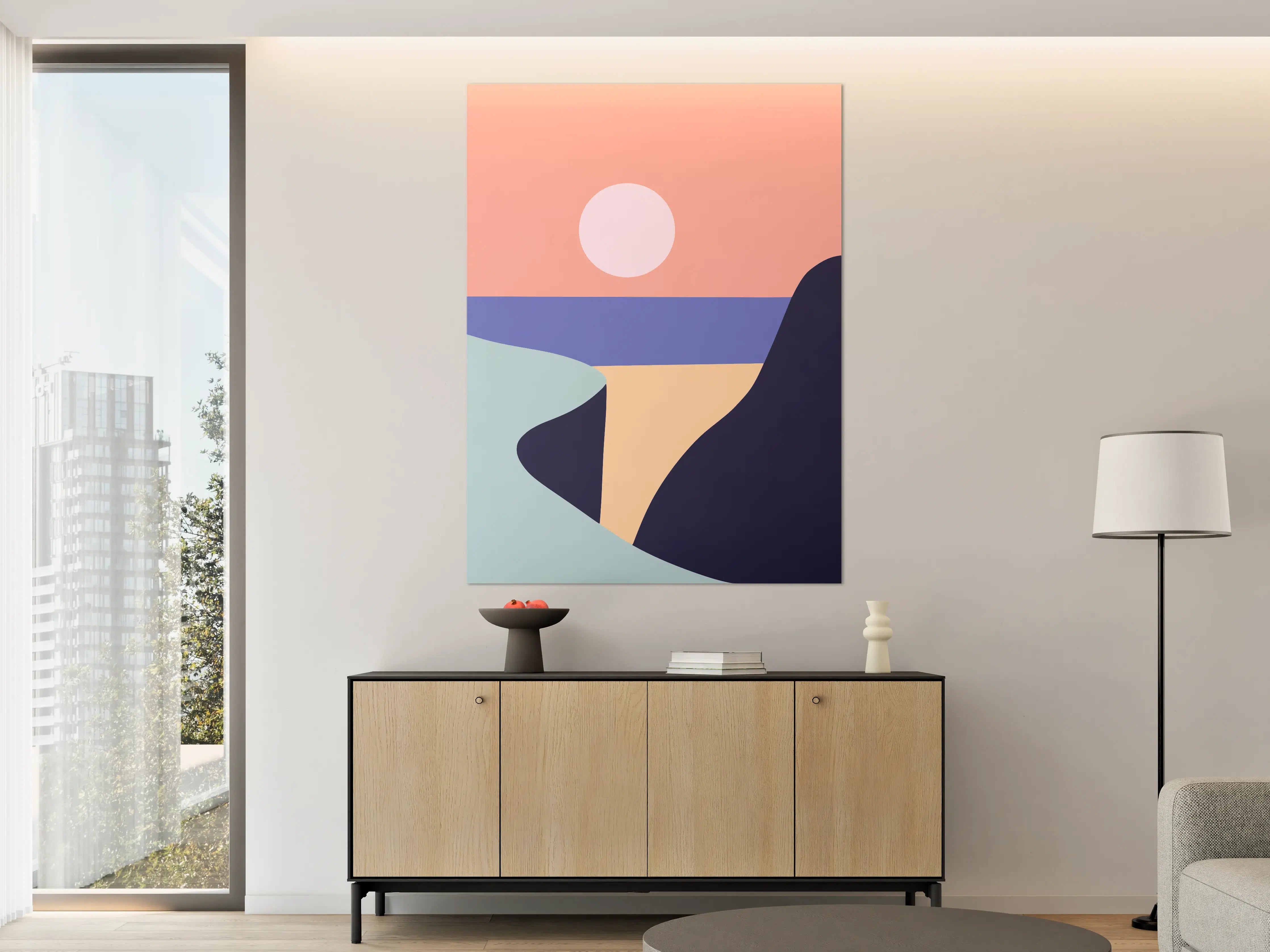 Große Wandbilder - Minimalistische Sonnenuntergangsküste