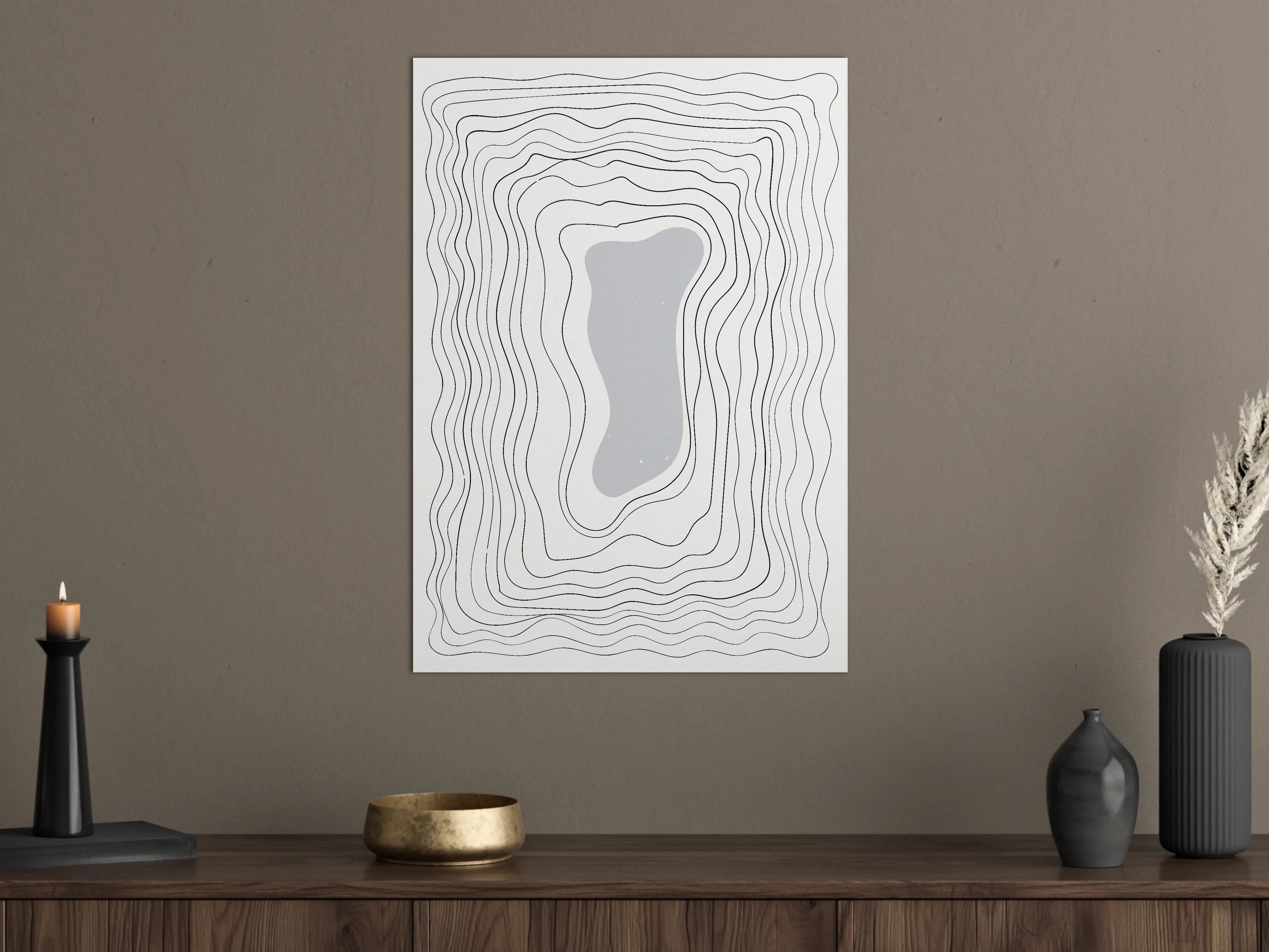 Große Wandbilder - Minimalistische Topografie in Schwarz-Weiß
