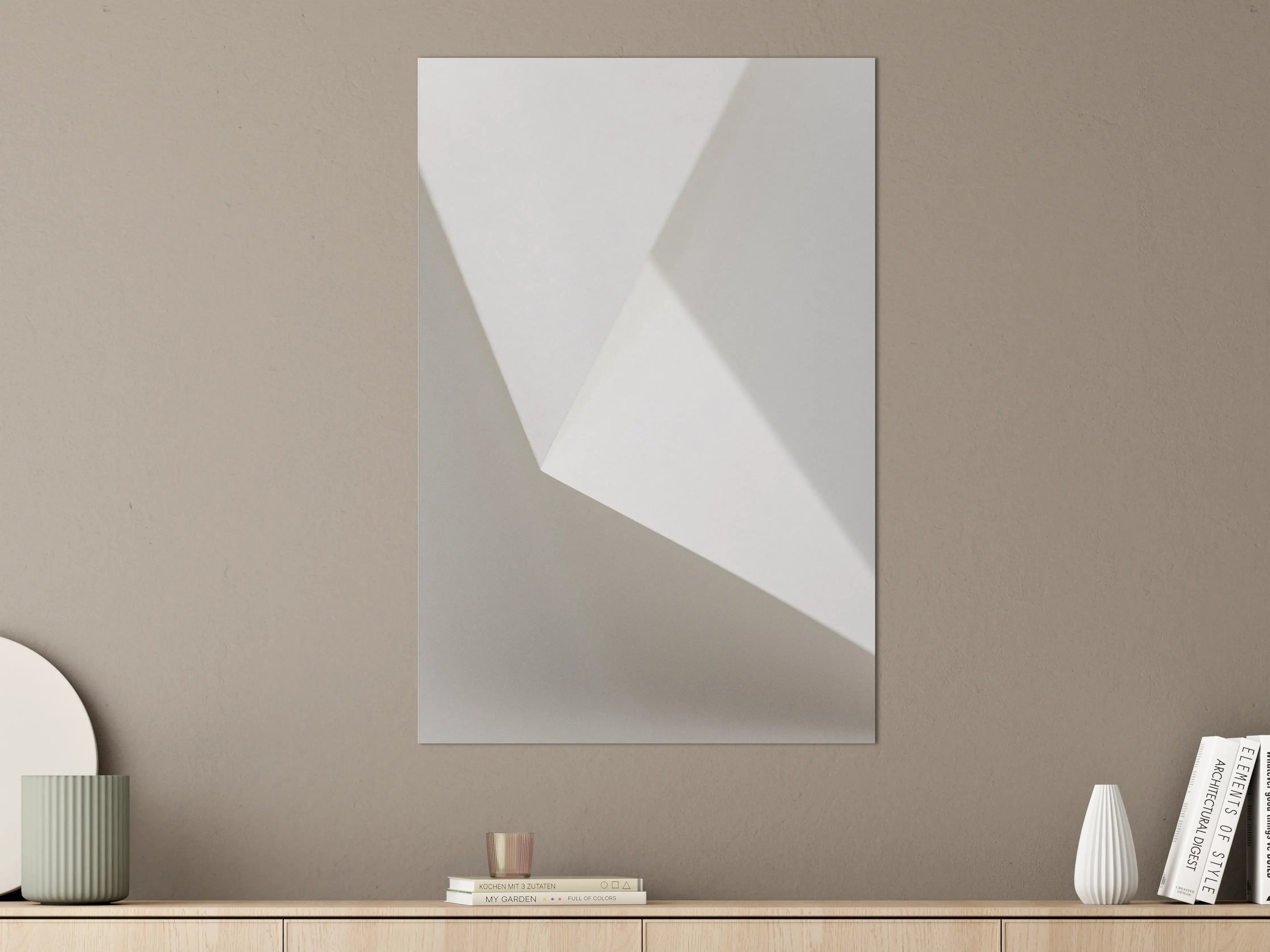 Große Wandbilder - Minimalistische Weiß-Grau Papierfaltung