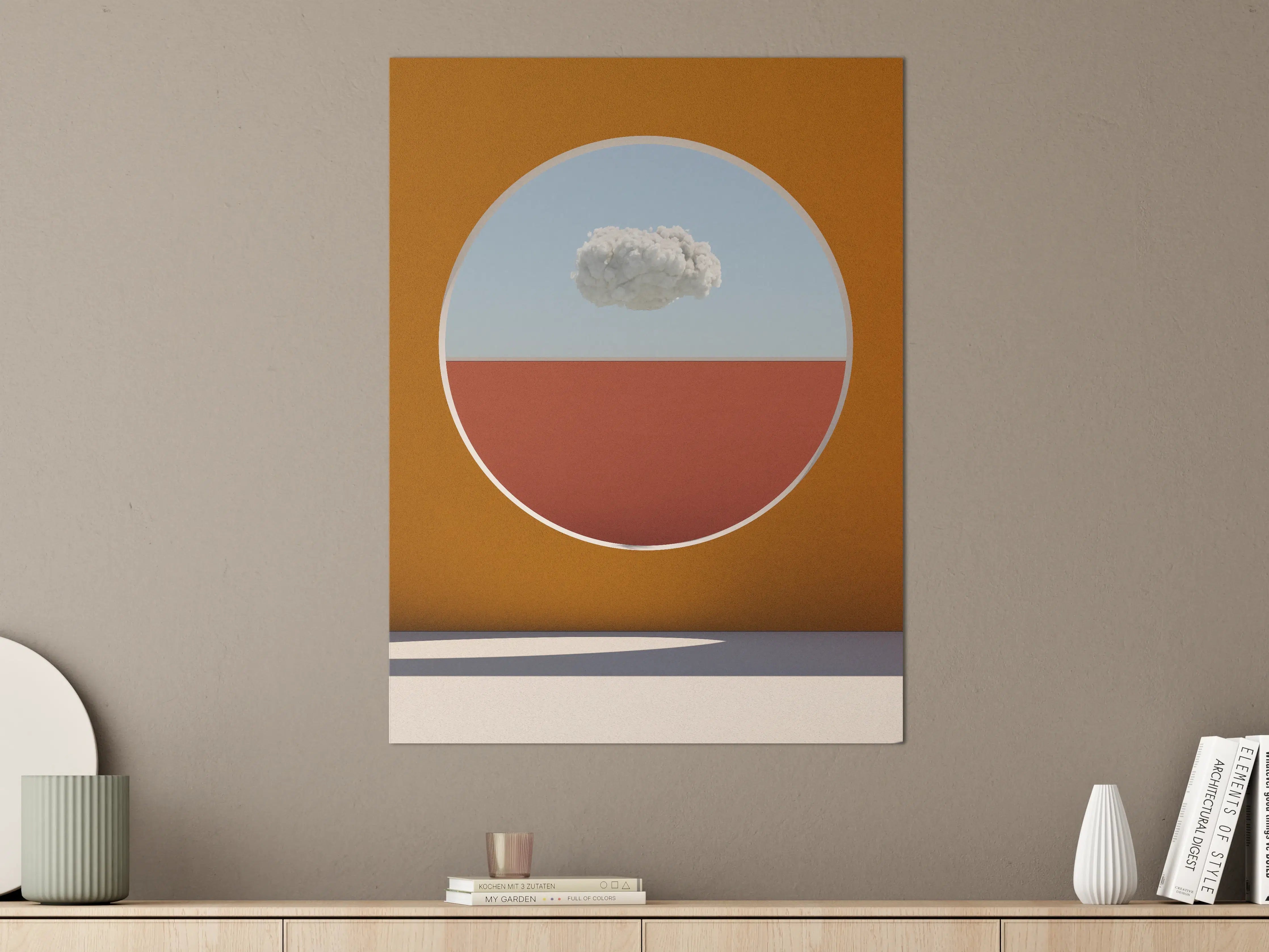 Große Wandbilder - Minimalistische Wolke im Fensterrahmen