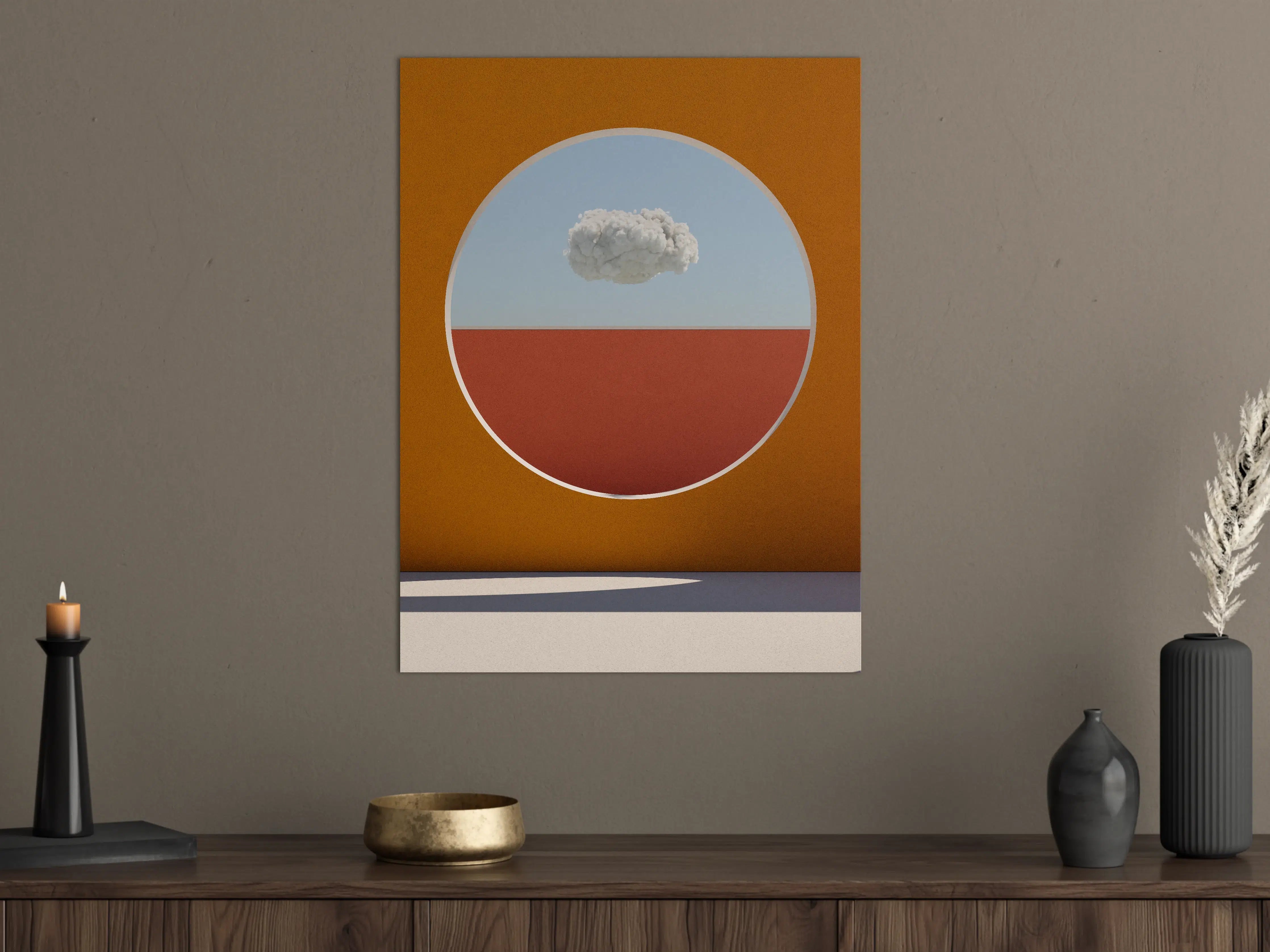 Große Wandbilder - Minimalistische Wolke im Fensterrahmen