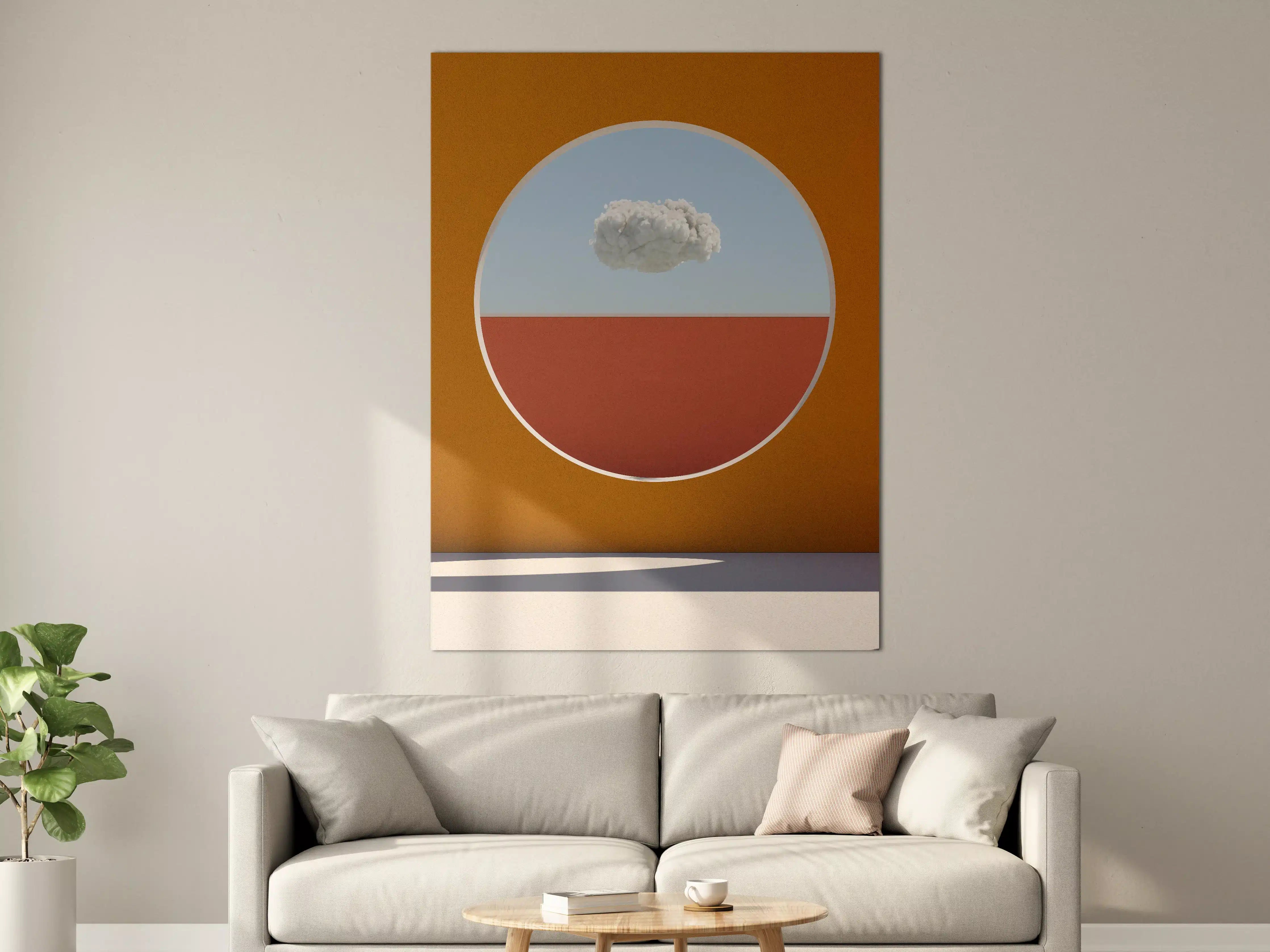 Große Wandbilder - Minimalistische Wolke im Fensterrahmen