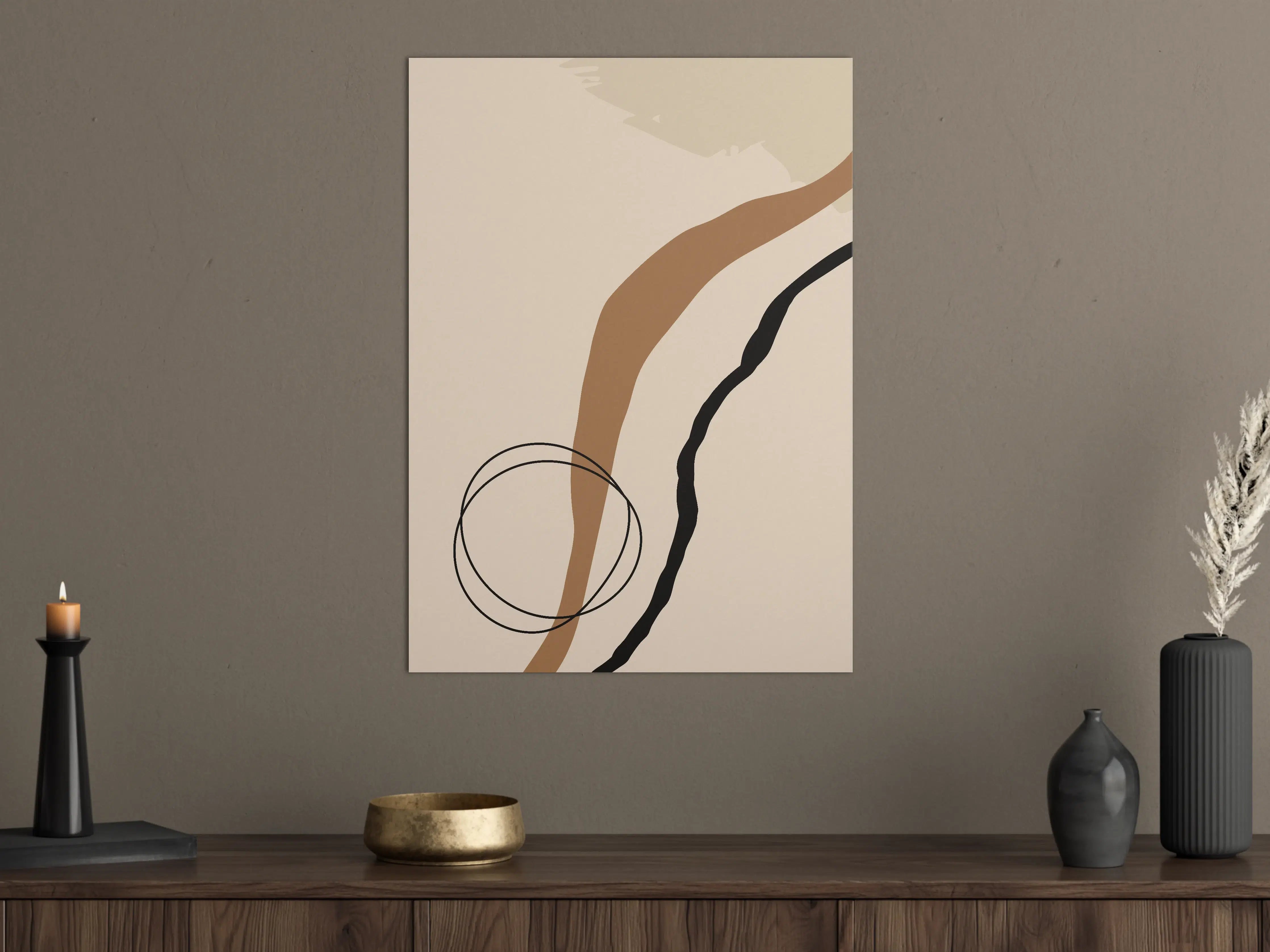 Große Wandbilder - Minimalistische, abstrakte Wanddekoration in Erdtönen