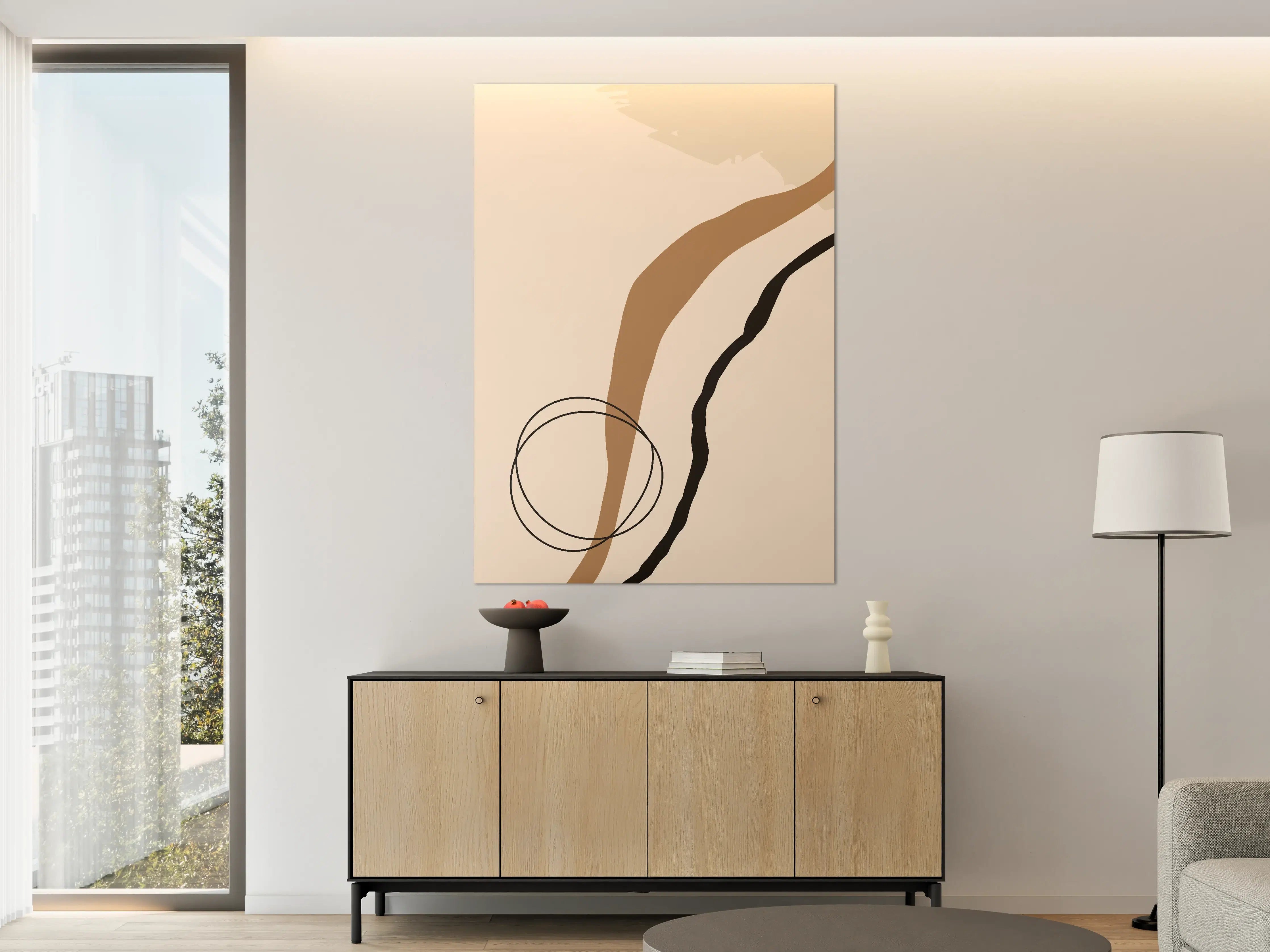Große Wandbilder - Minimalistische, abstrakte Wanddekoration in Erdtönen