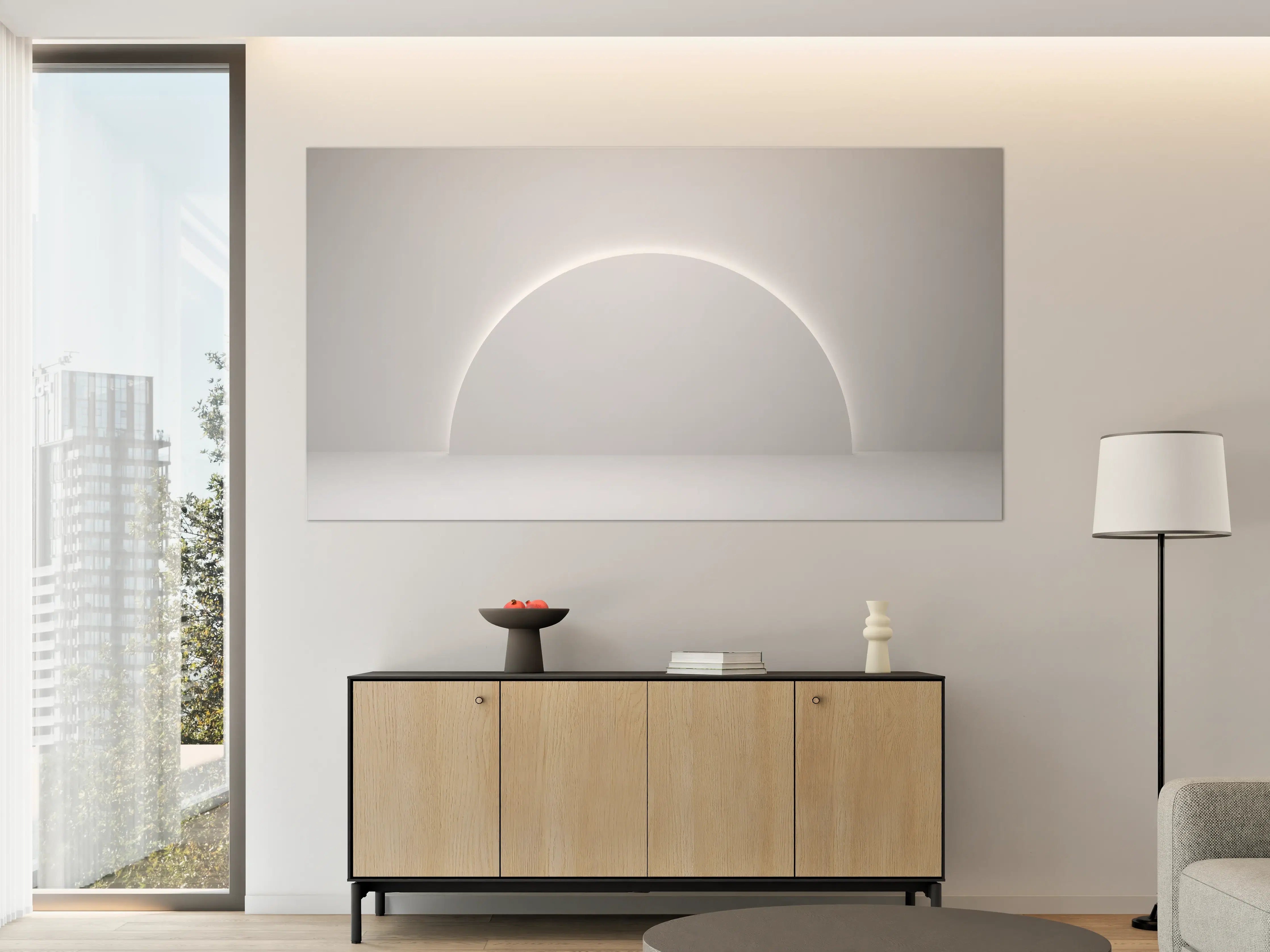 Große Wandbilder - Minimalistischer Weiß-Grauer Sockel