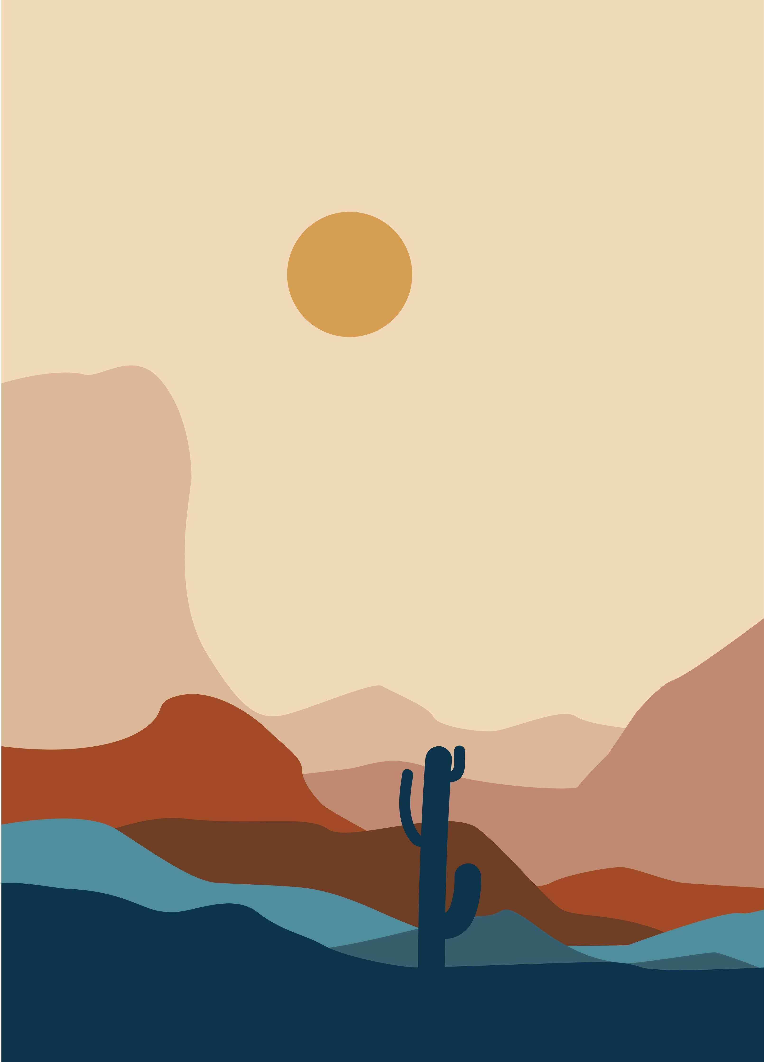 Große Wandbilder-Minimalistischer Wüsten-Horizont mit Sonne