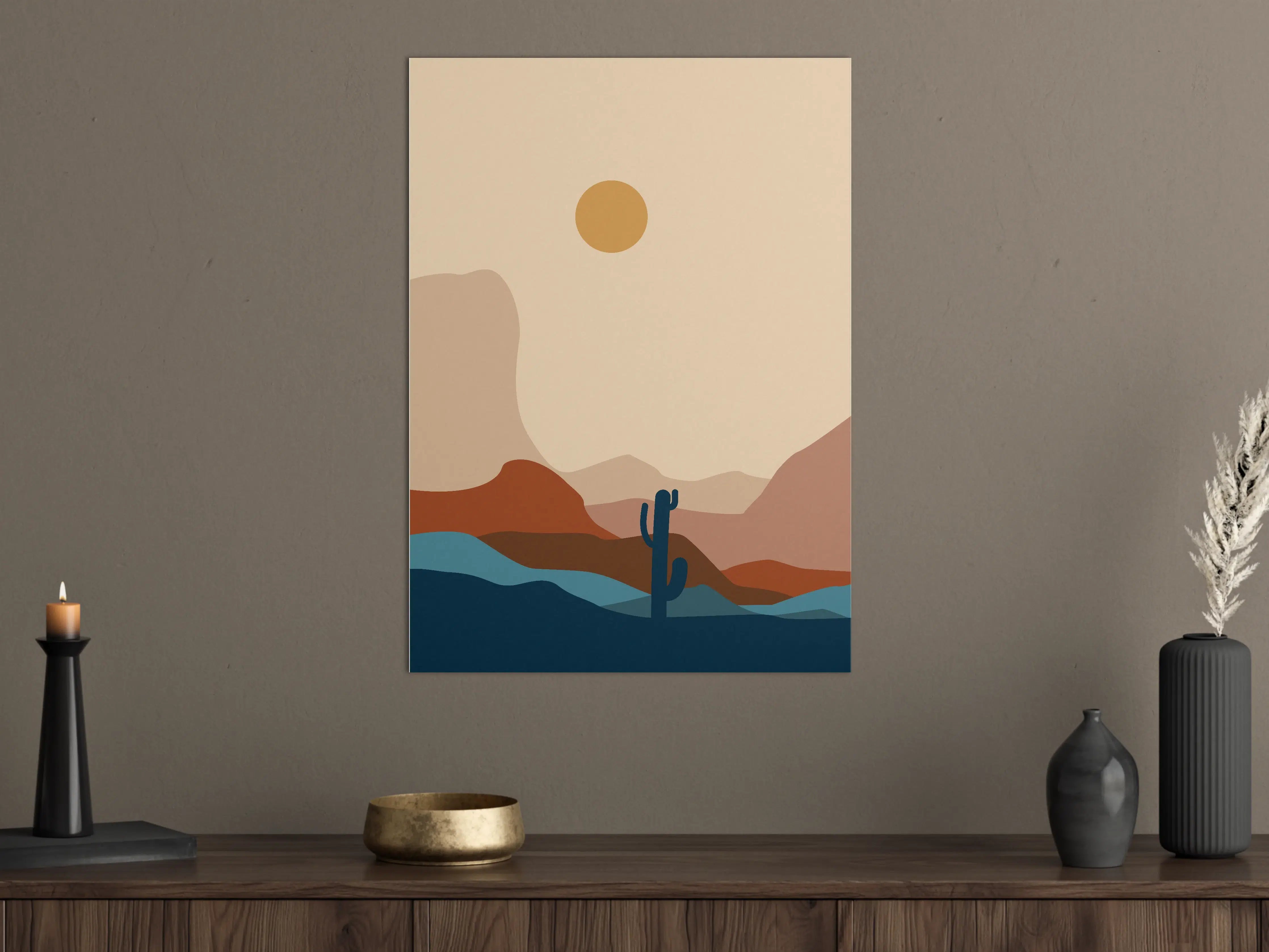 Große Wandbilder - Minimalistischer Wüsten-Horizont mit Sonne