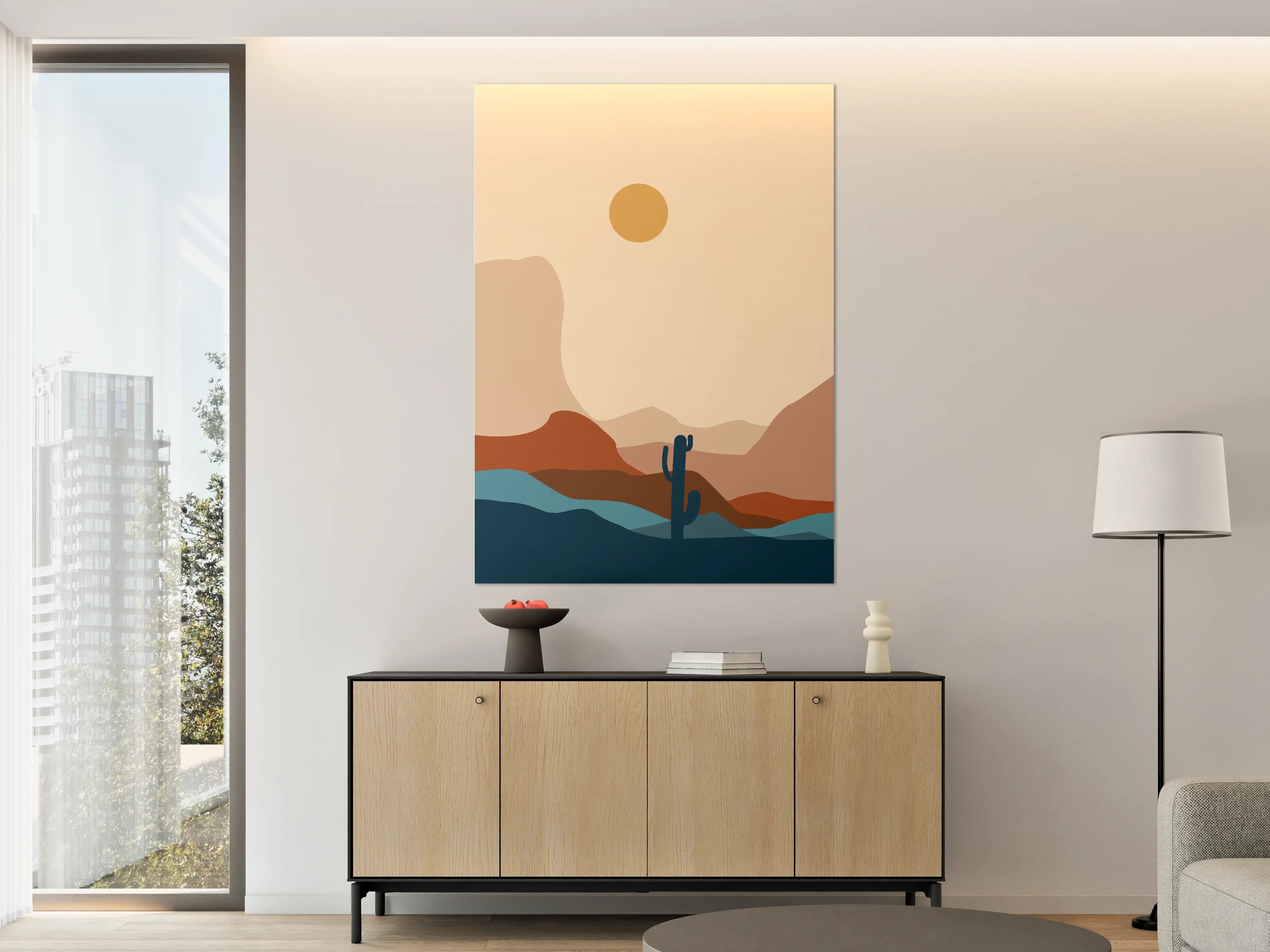 Große Wandbilder - Minimalistischer Wüsten-Horizont mit Sonne