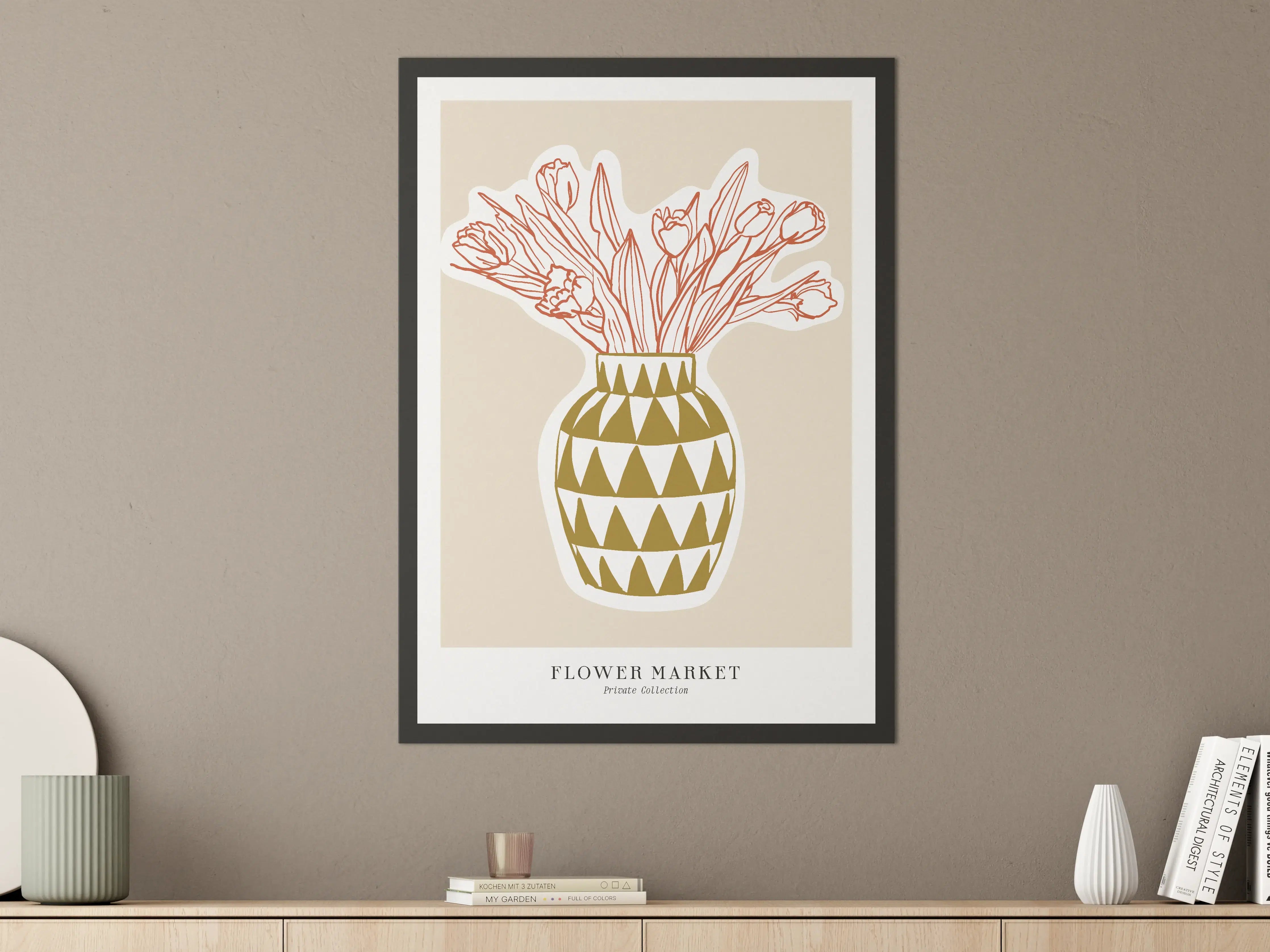 Große Wandbilder - Minimalistisches Blumen-Poster in Gelbtönen