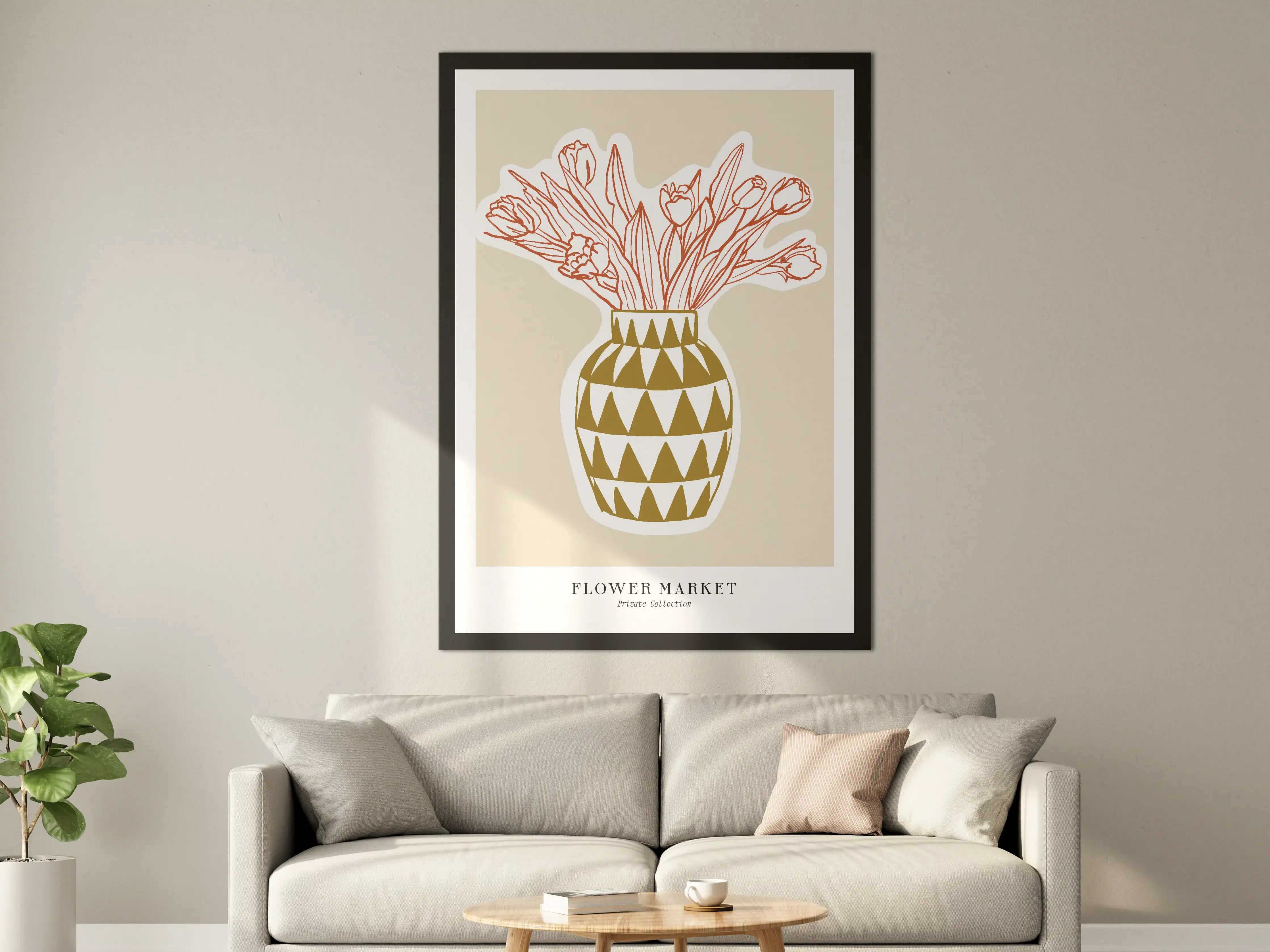 Große Wandbilder - Minimalistisches Blumen-Poster in Gelbtönen