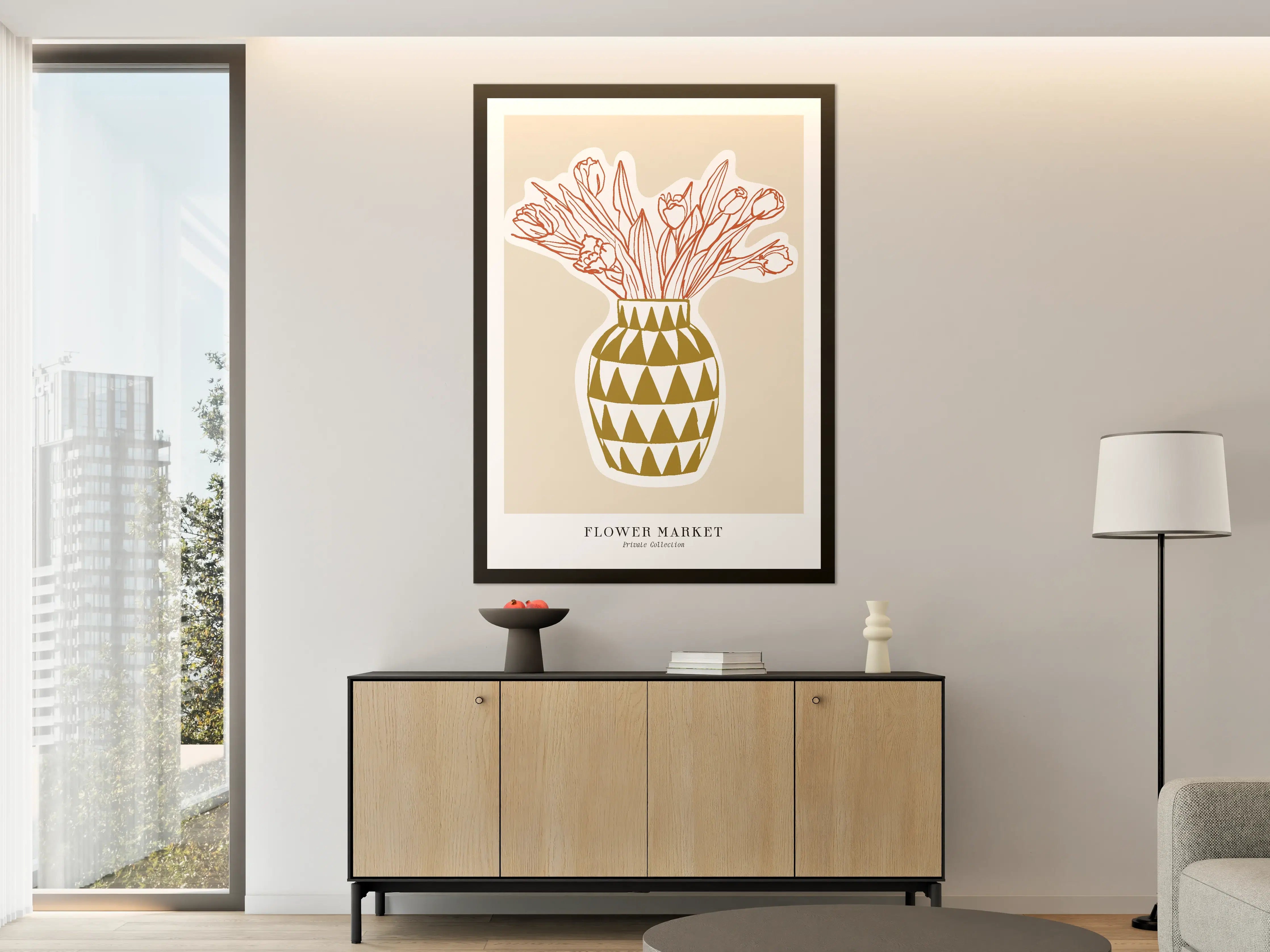 Große Wandbilder - Minimalistisches Blumen-Poster in Gelbtönen