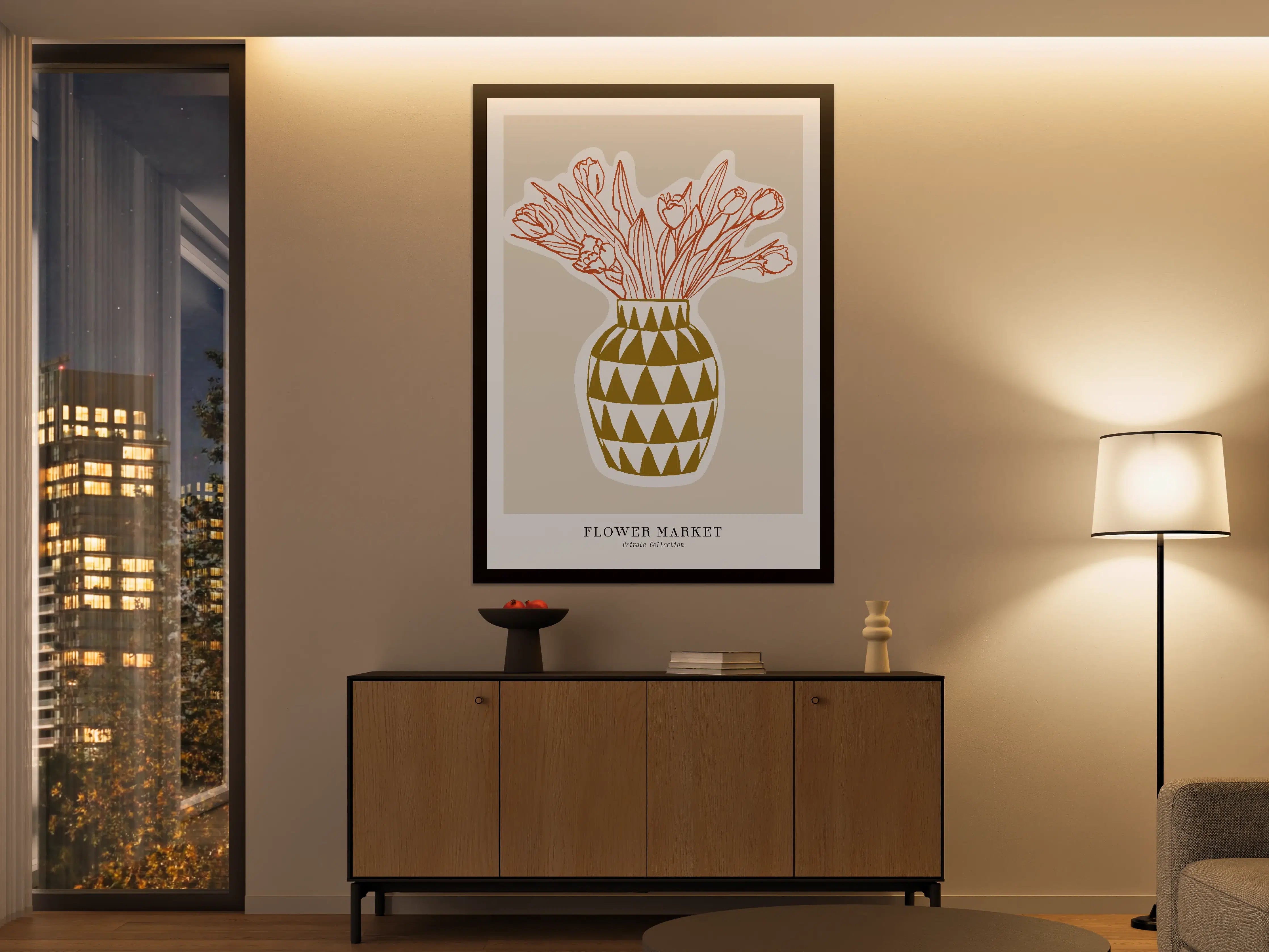 Große Wandbilder - Minimalistisches Blumen-Poster in Gelbtönen