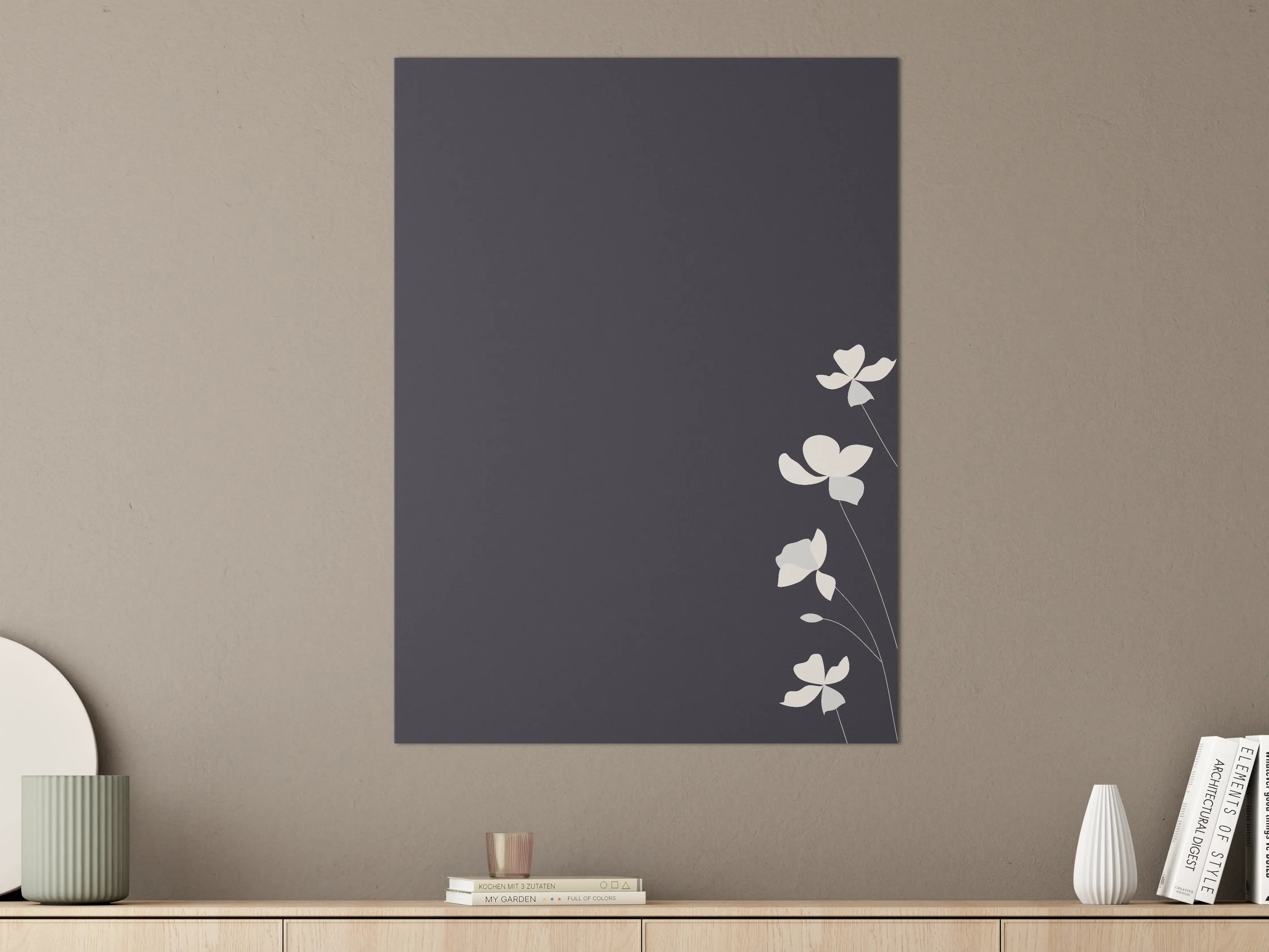 Große Wandbilder - Minimalistisches Blumenmotiv in Schwarz-Weiß