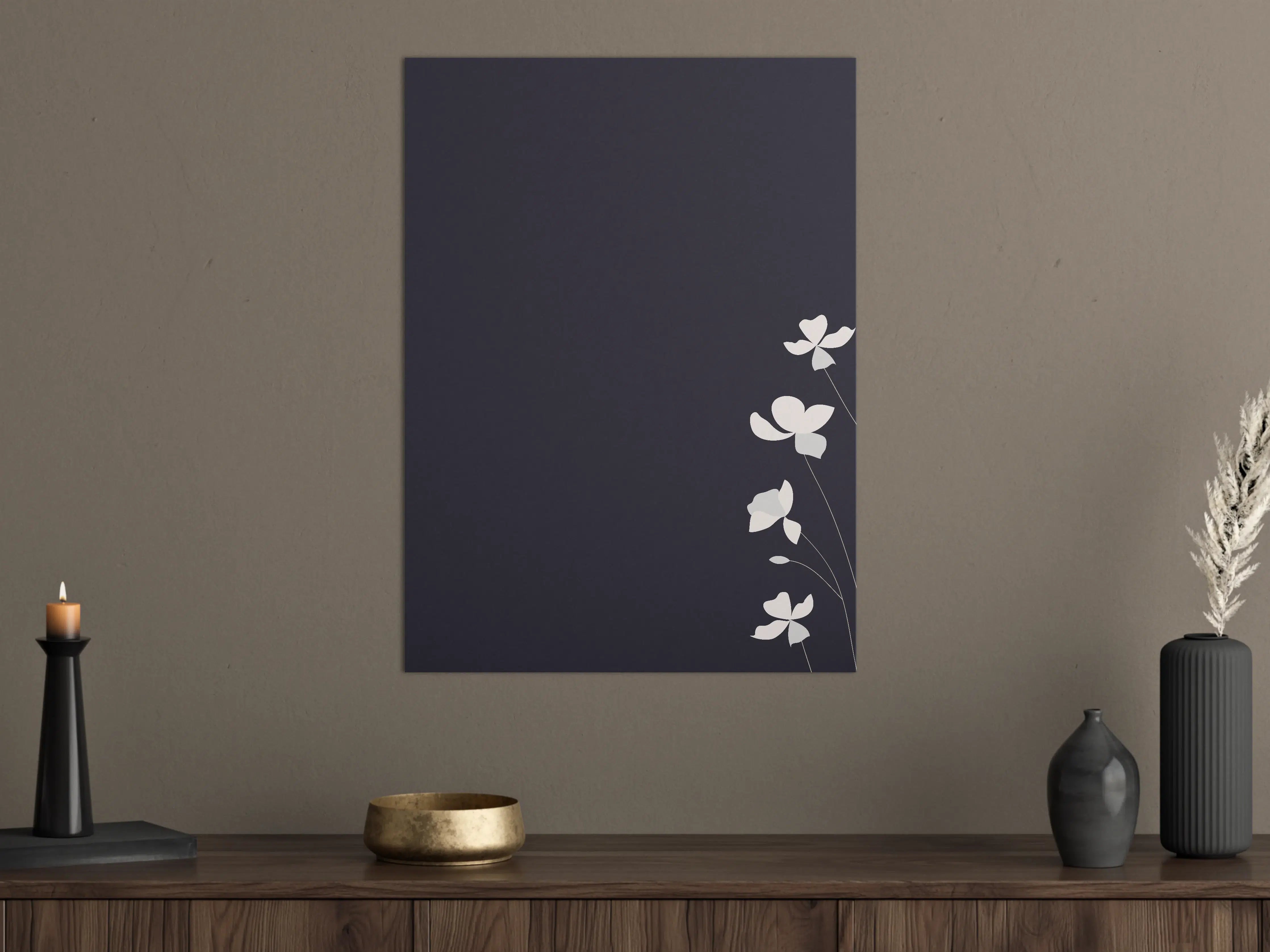 Große Wandbilder - Minimalistisches Blumenmotiv in Schwarz-Weiß