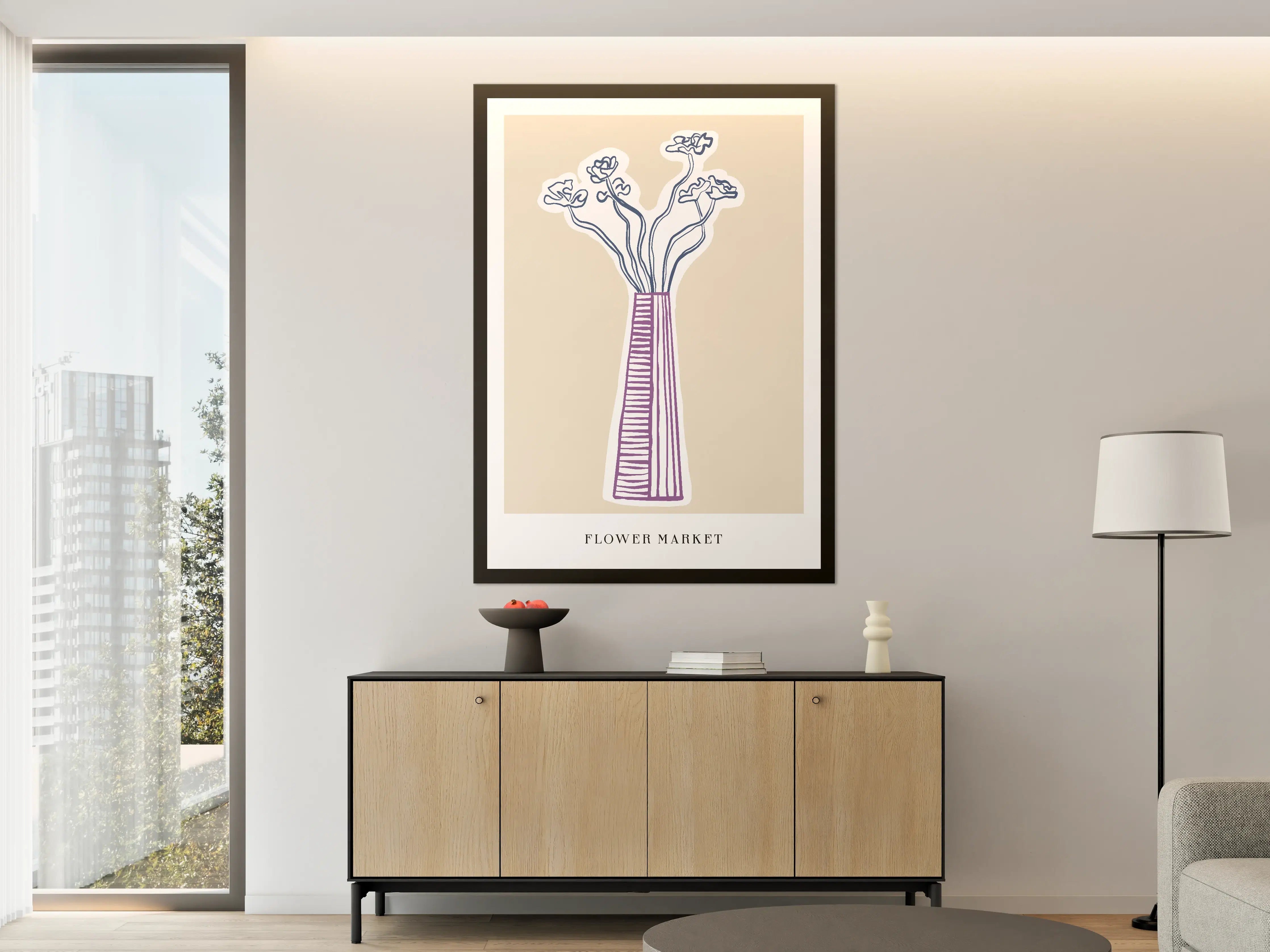 Große Wandbilder - Minimalistisches Blumenvasen-Design