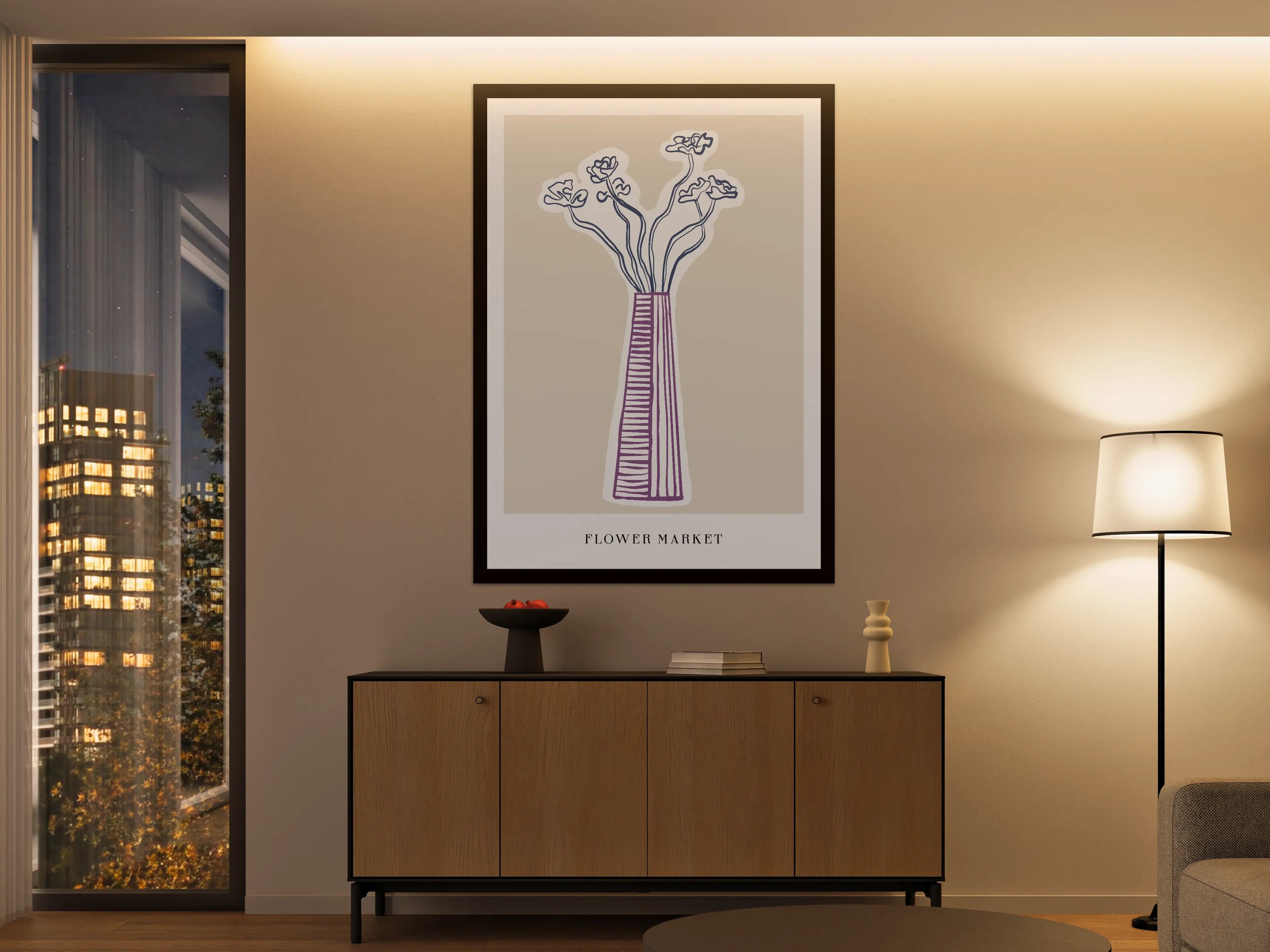 Große Wandbilder - Minimalistisches Blumenvasen-Design